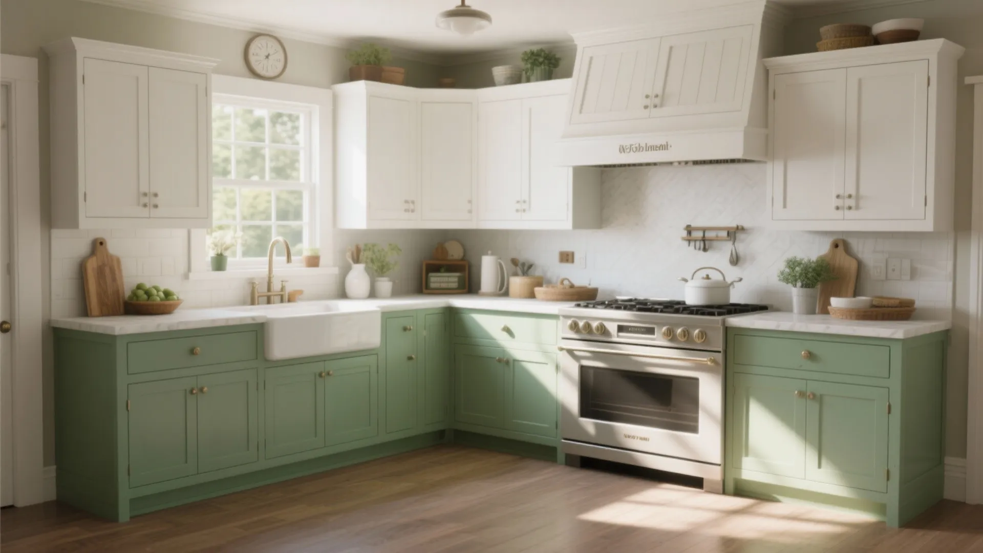 4. Sage Green & White