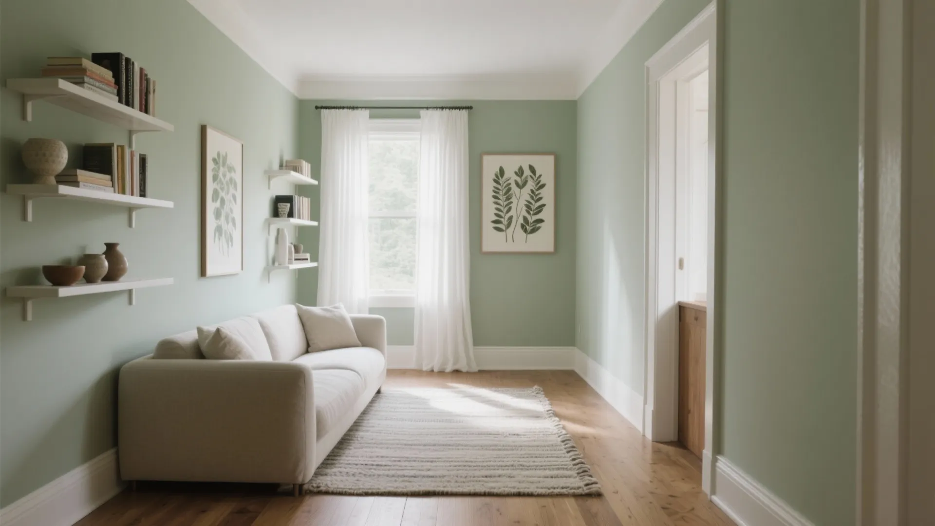 Sage Green, Wood, and Chalky White