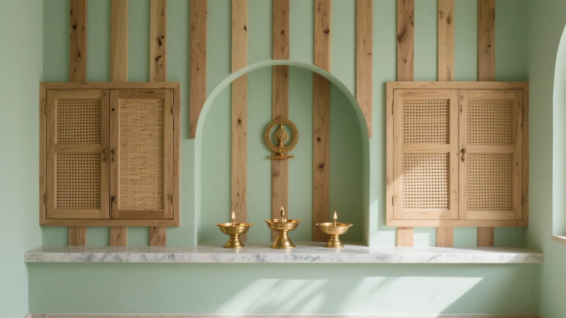 Pastel Sage Green with Natural Wood