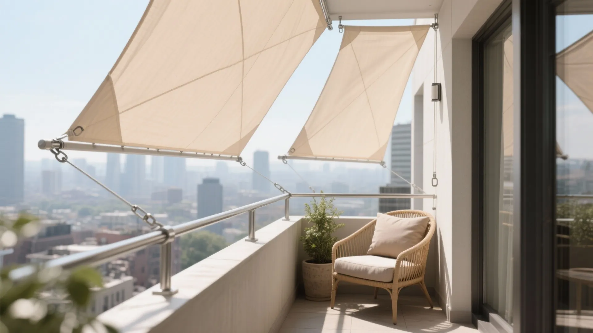 Fabric Sail Shade with Tension Anchors