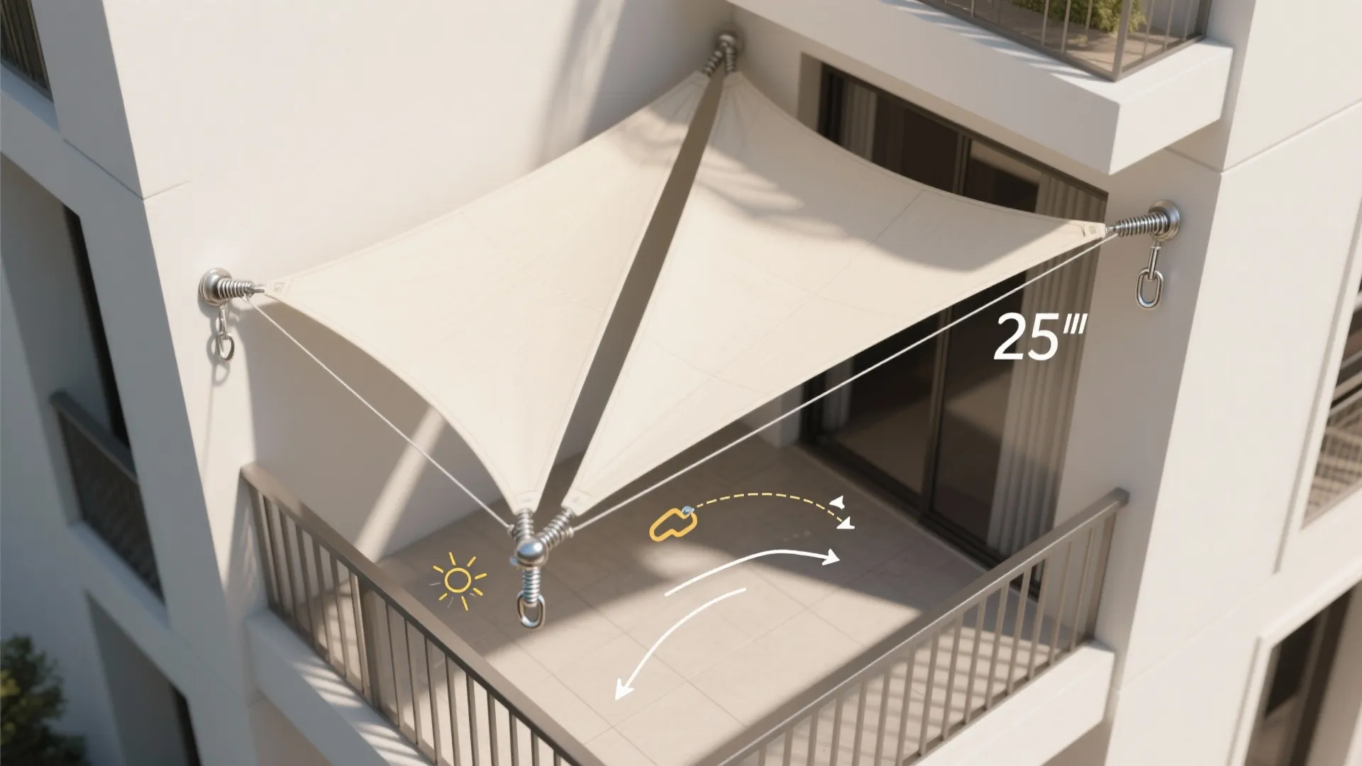 Fabric Sail Shade with Tension Anchors