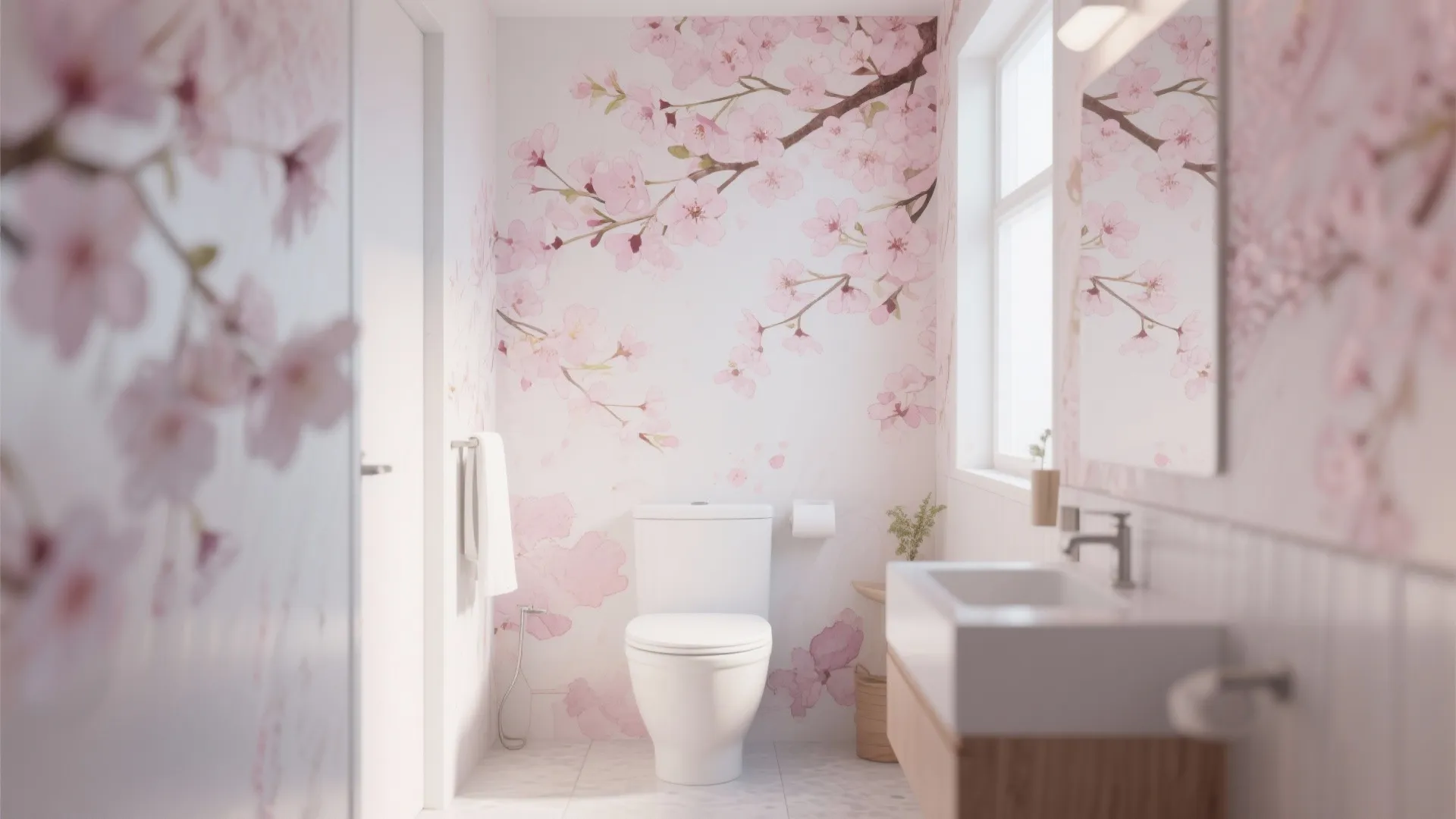1. Soft Sakura Wall Murals