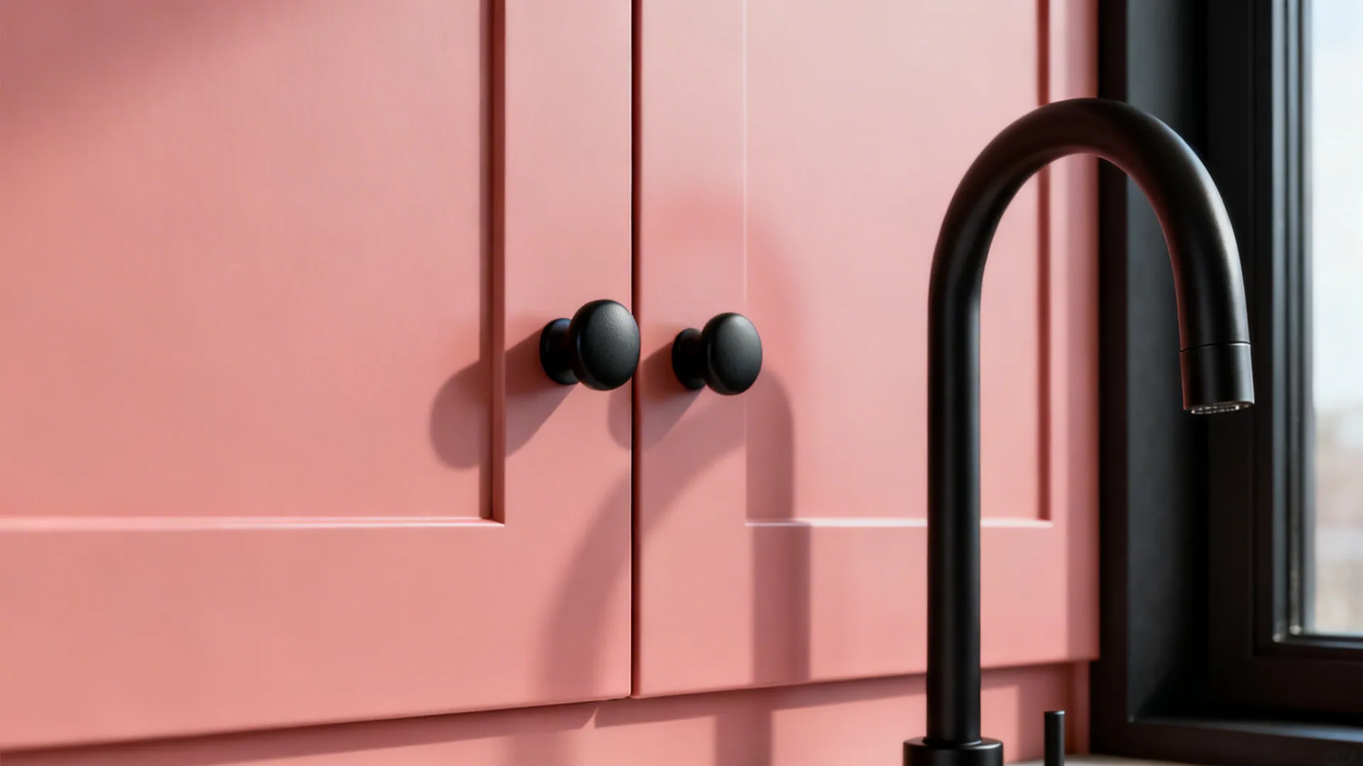 Idea 2: Salmon Pink + Matte Black Accents