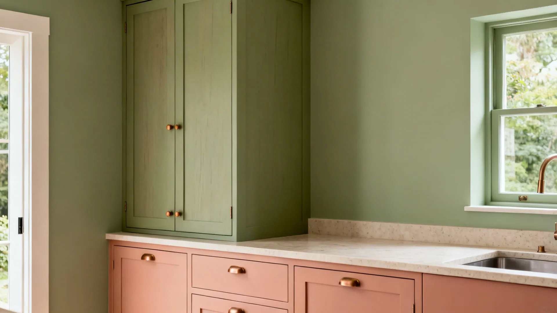 Idea 4: Salmon Pink + Sage or Eucalyptus Green