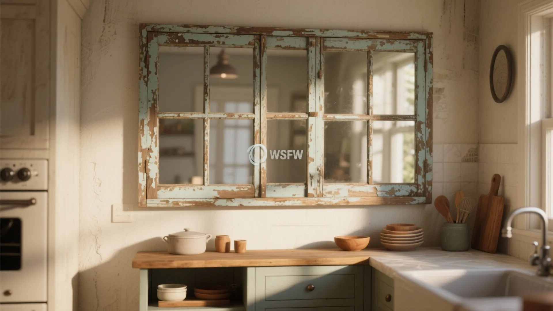 5. Salvaged window frame mirror