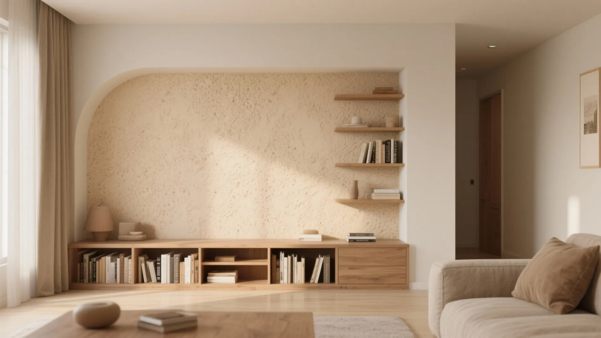 Soft Sand-Textured Accent Wall for Tactile Warmth