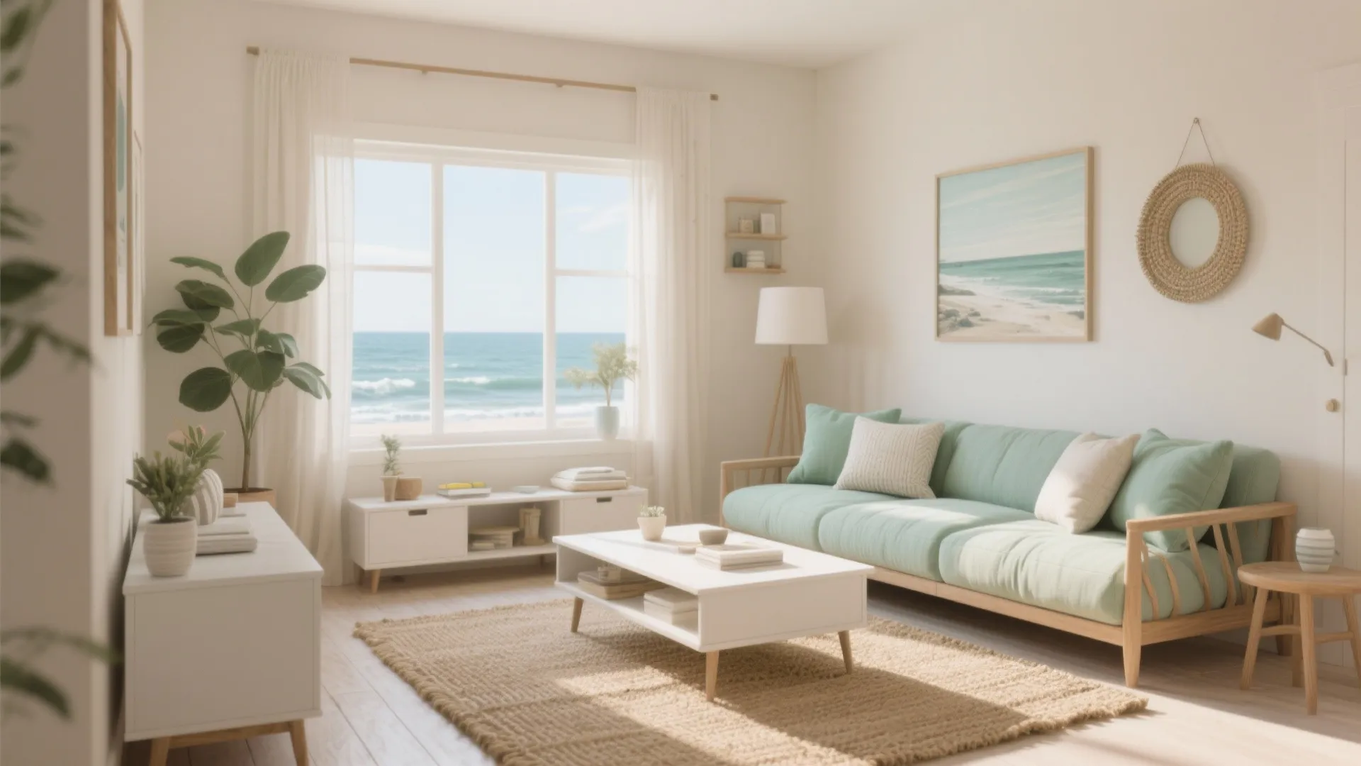 7. Sandy Beige with Seafoam Accents