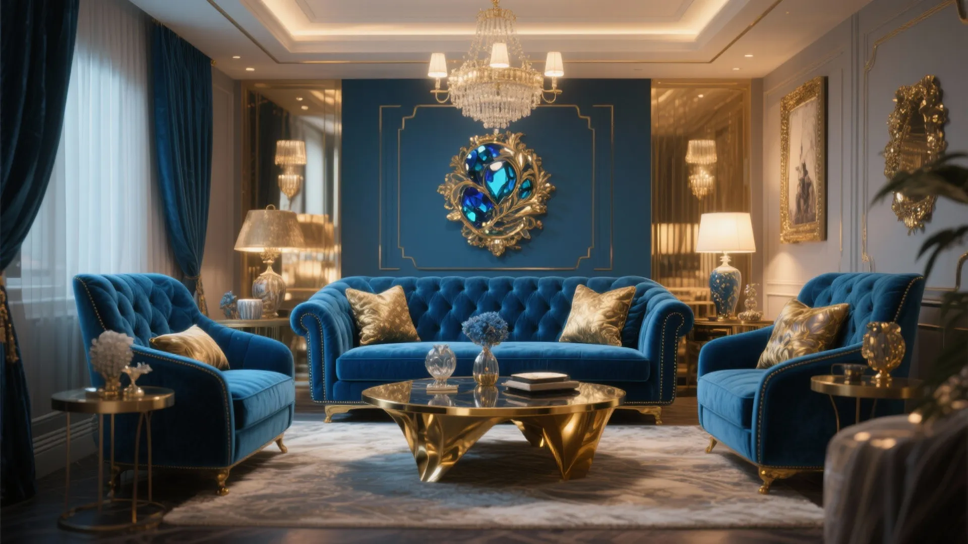 8. Glam Style with Sapphire and Gold