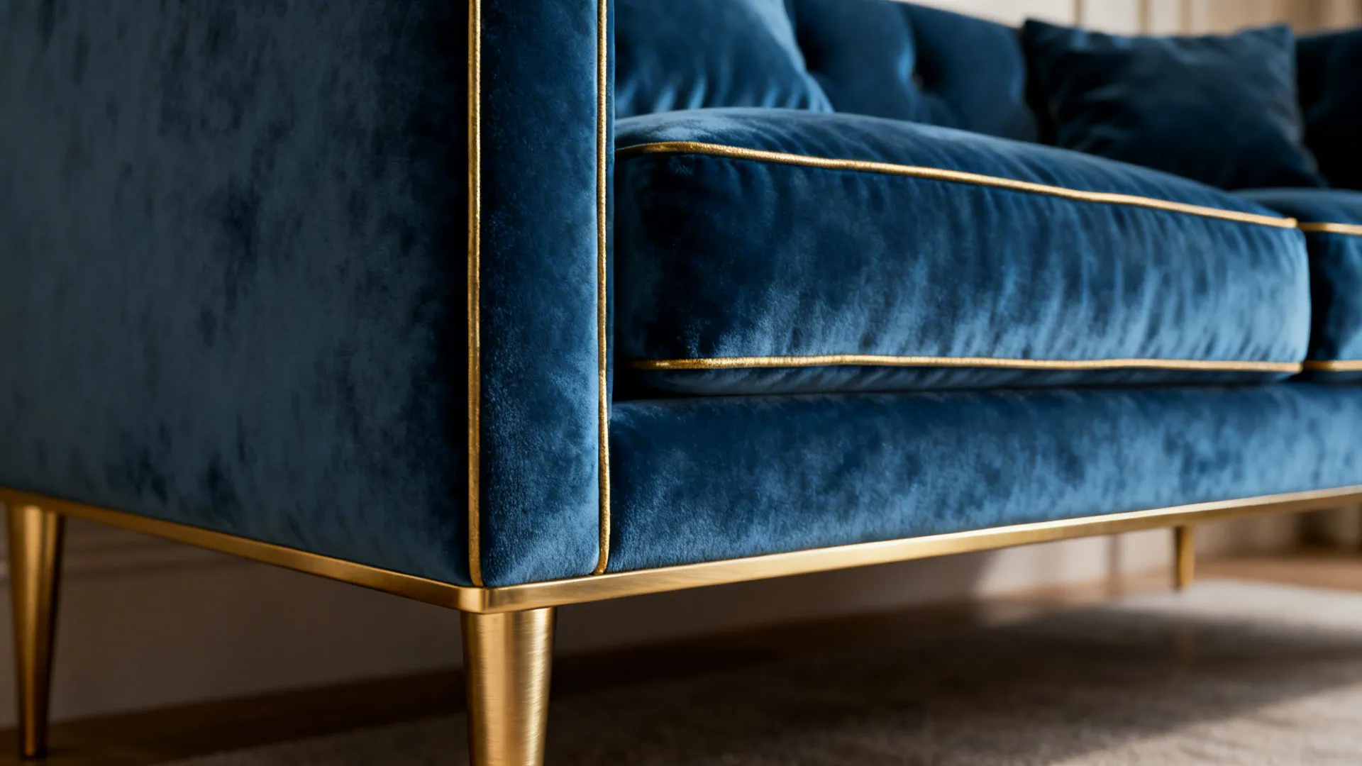2. Sapphire Upholstery with Subtle Gold Trim