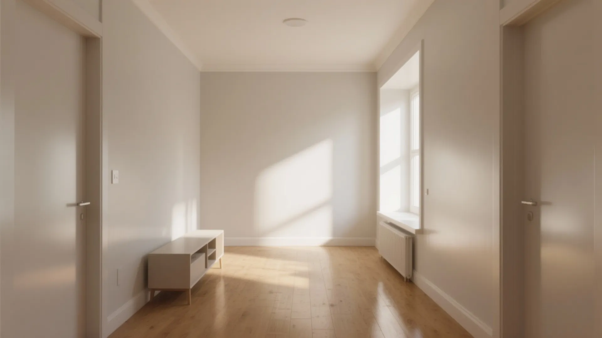 1. Bright neutrals with a satin finish to enlarge the room