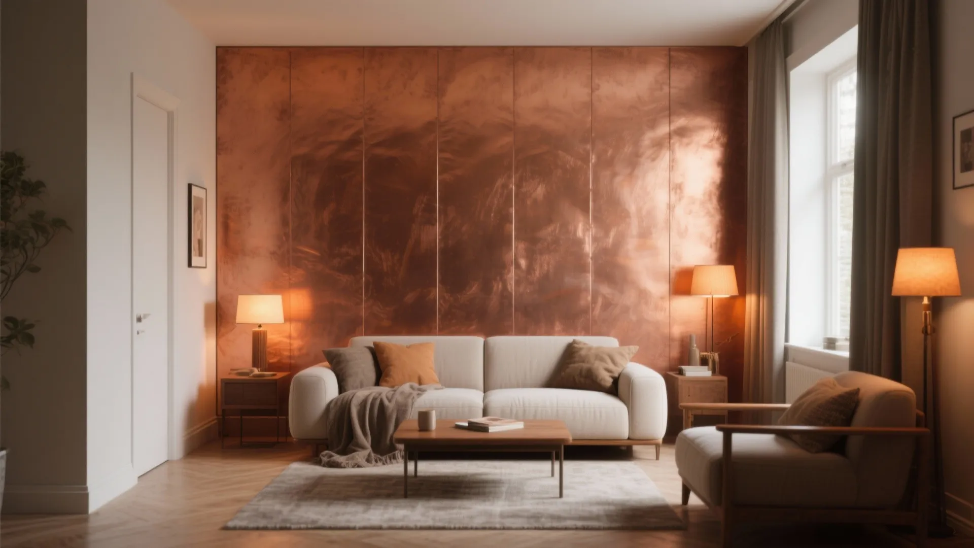 1. Satin Copper Accent Wall