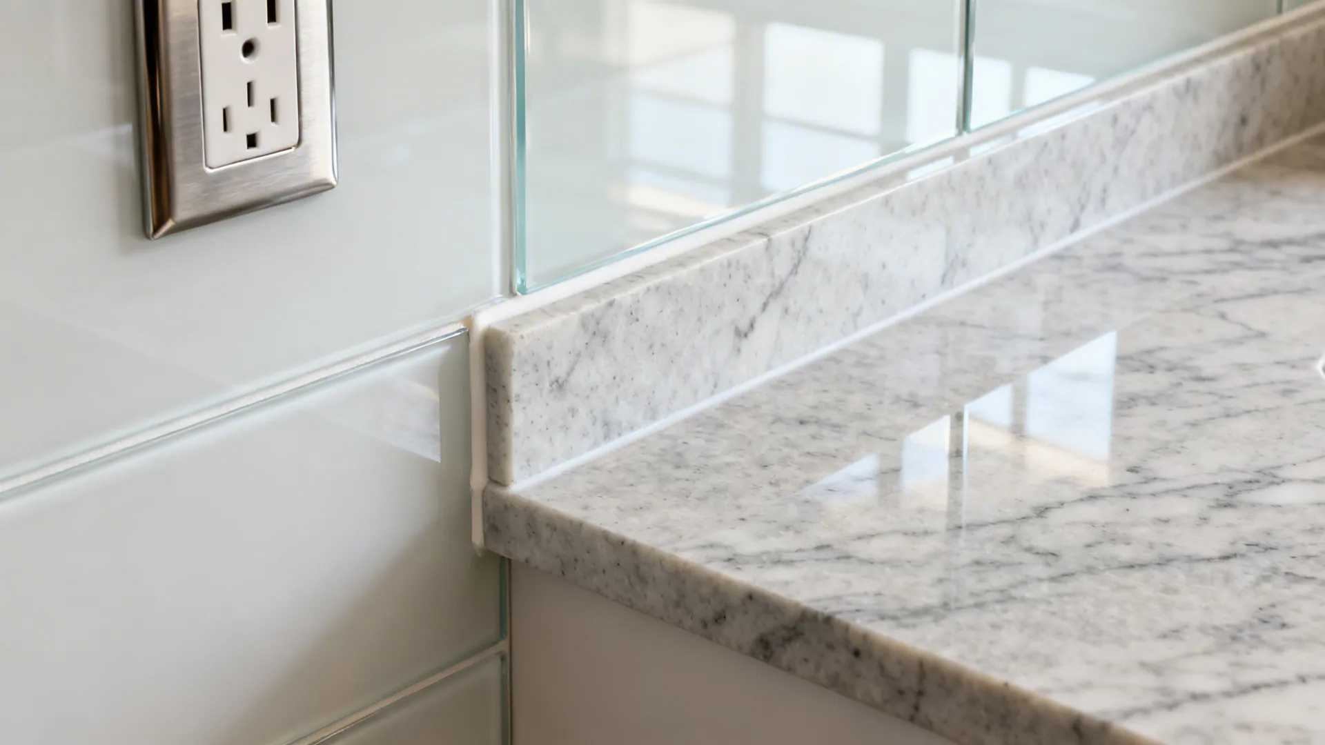 Translucent Backsplash: Satin Glass over Subtle Veining