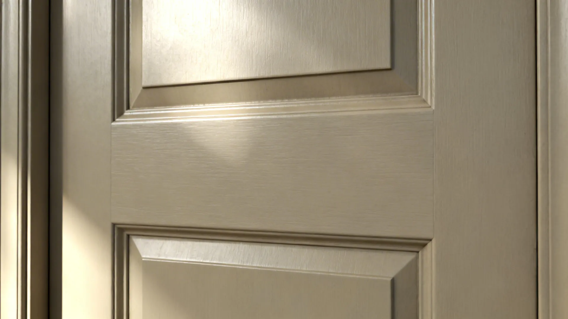 Macro of satin upper and matte lower cabinet surfaces with soft, diffuse light.