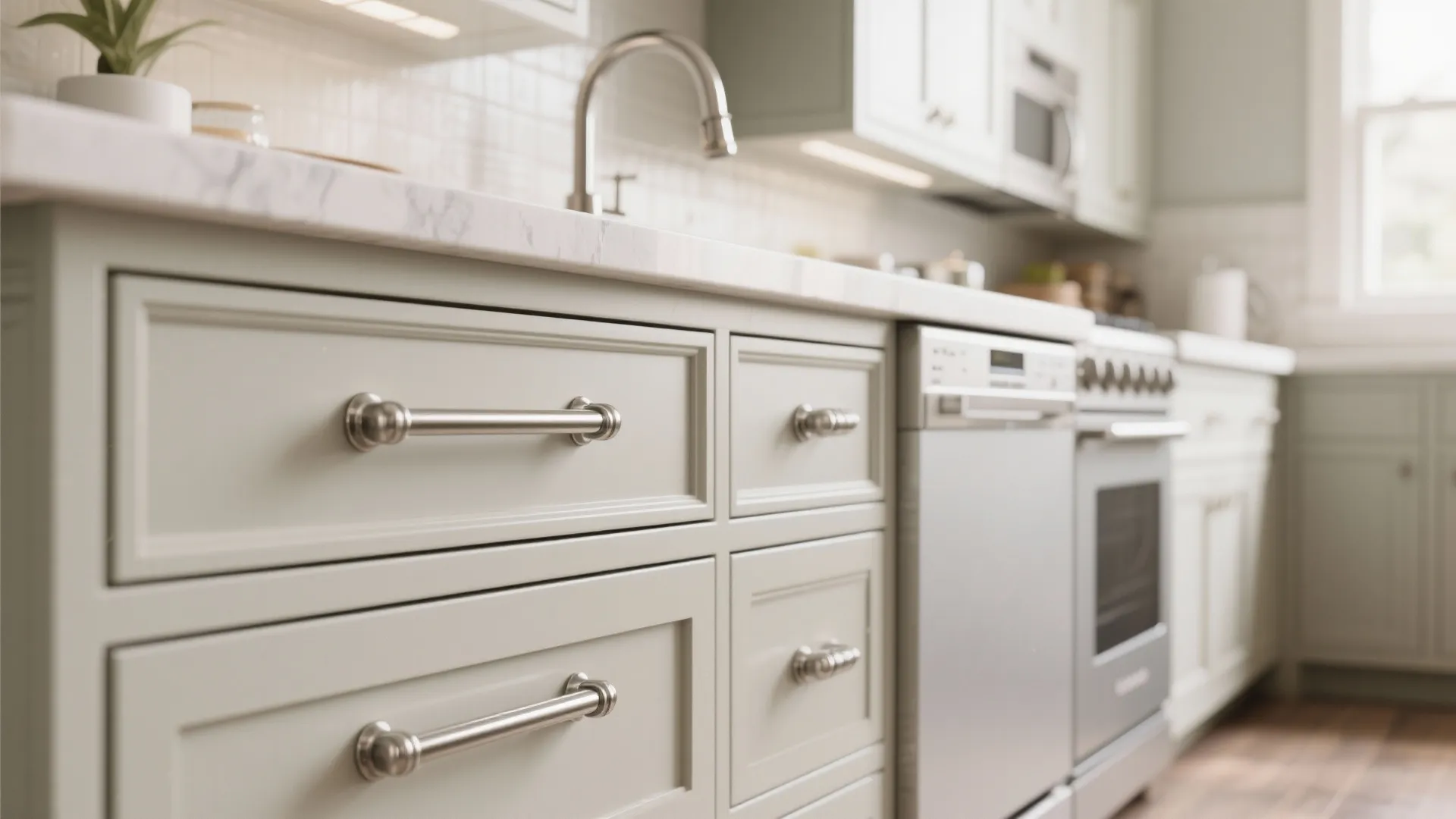 4. Satin nickel bar handles