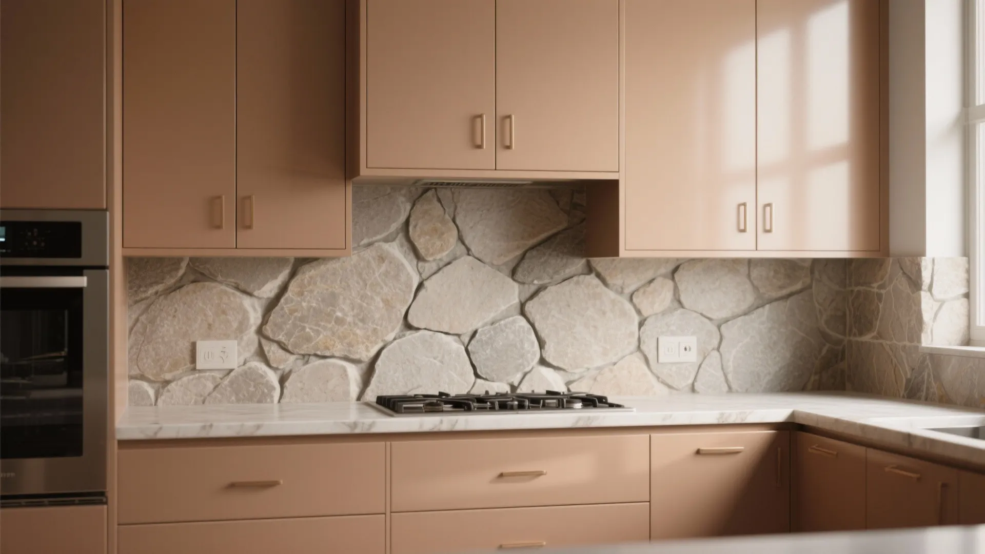 5. Pair satin with textured backsplashes