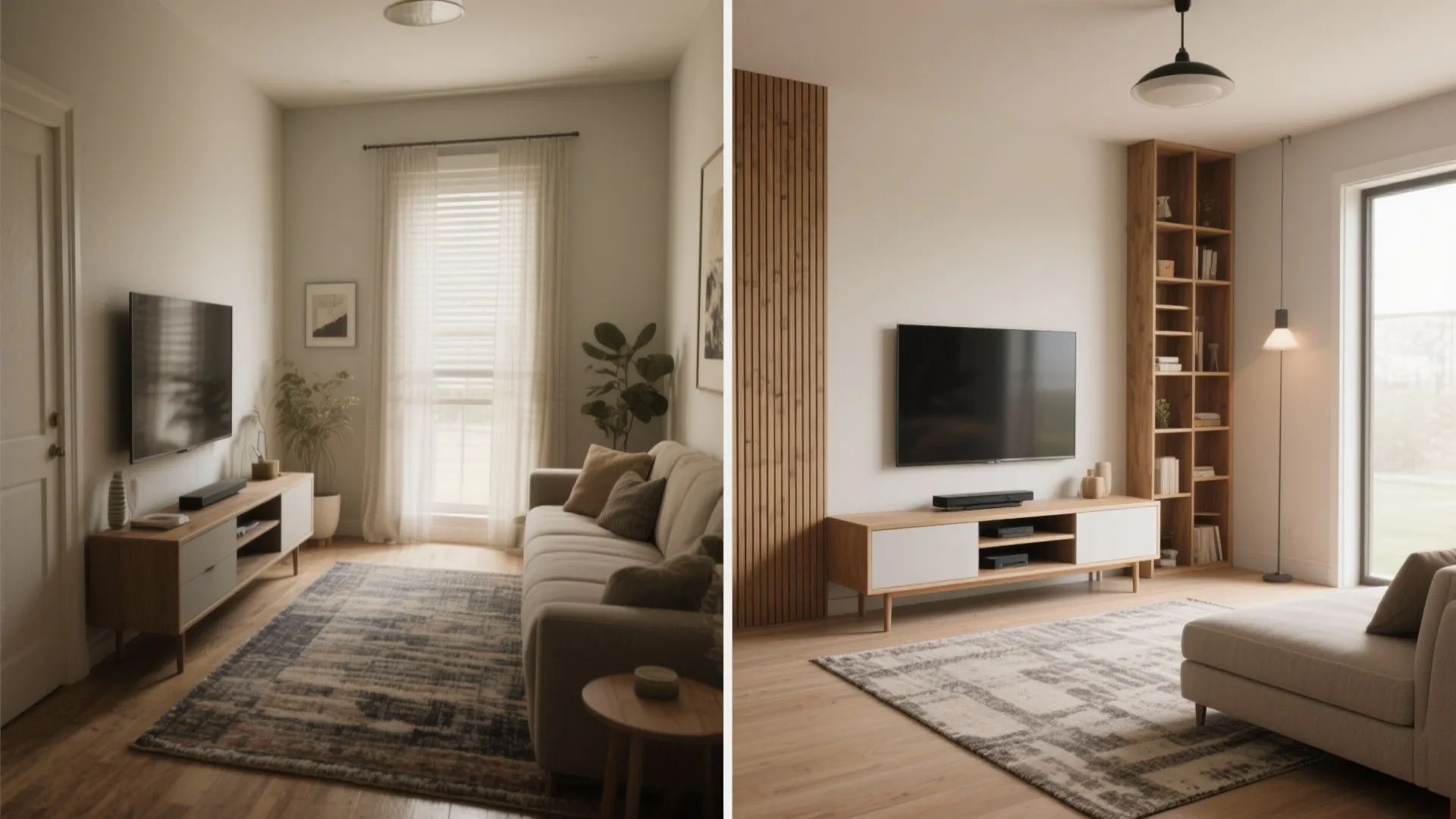 5. Keep scale right with rugs and slim storage