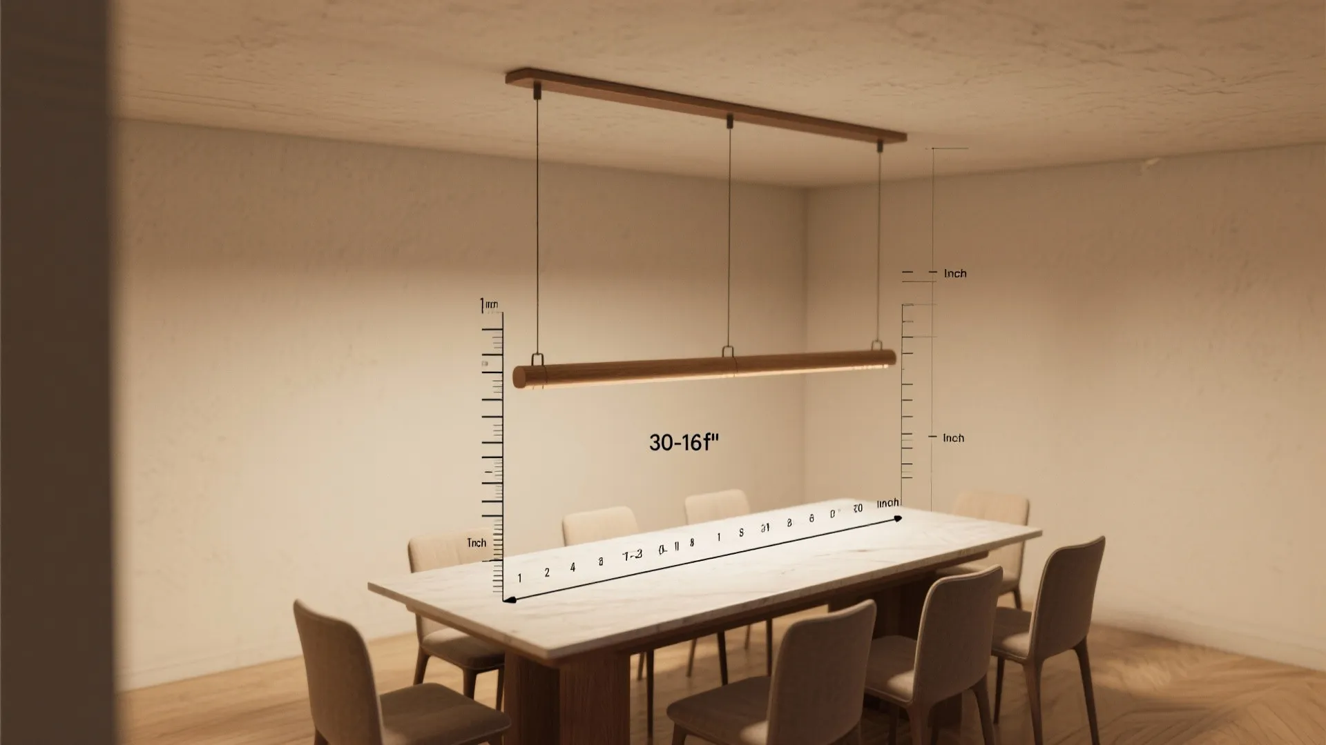 3. Scale fixtures to table and ceiling height