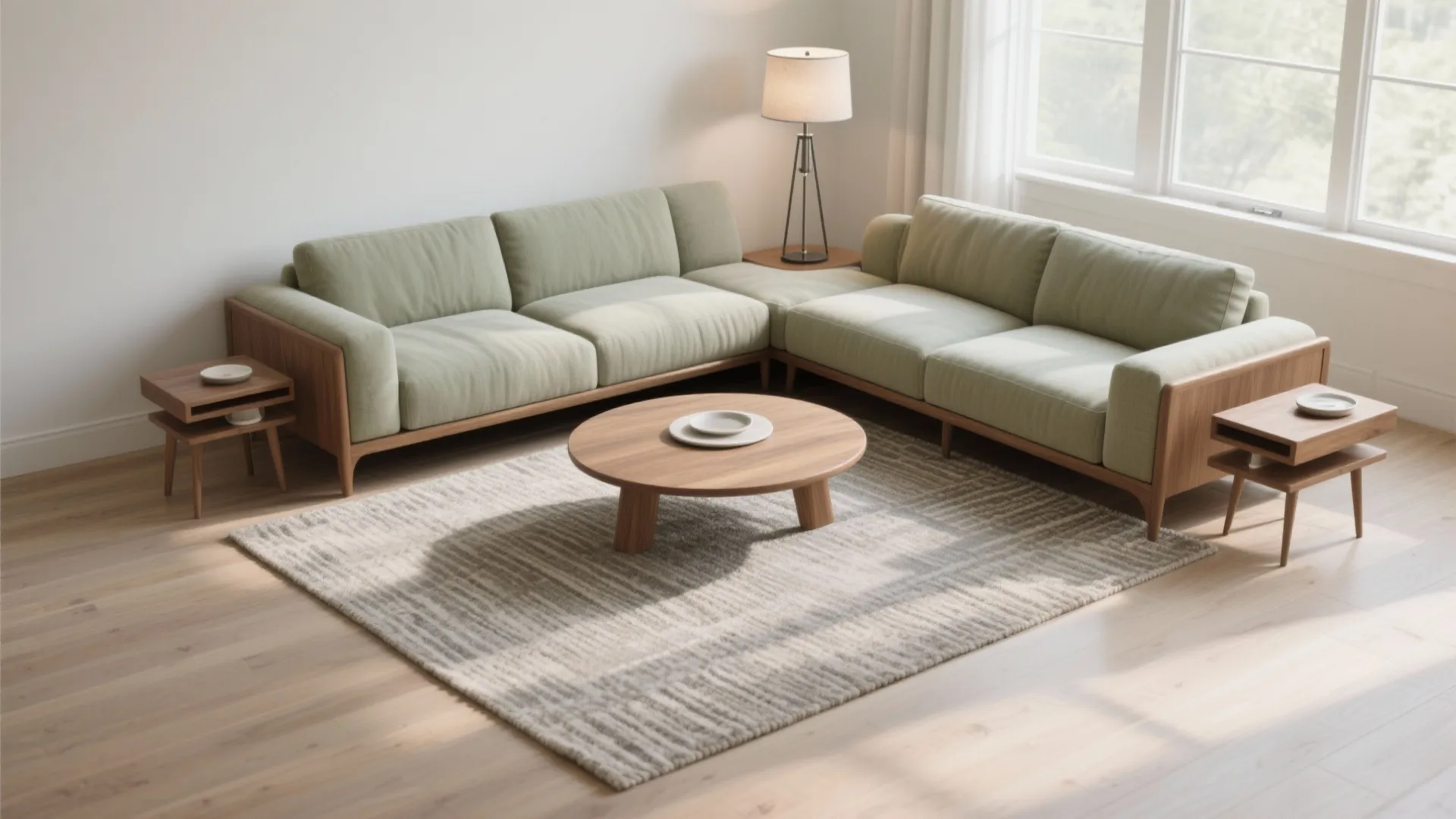 Scale the Rug, Coffee Table, and Lighting