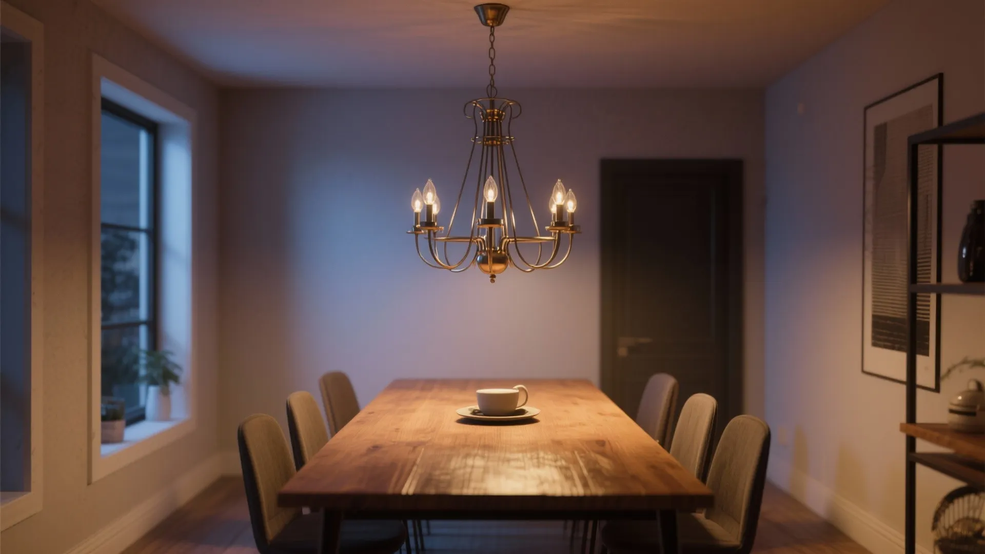 4. Statement chandelier scaled to the table