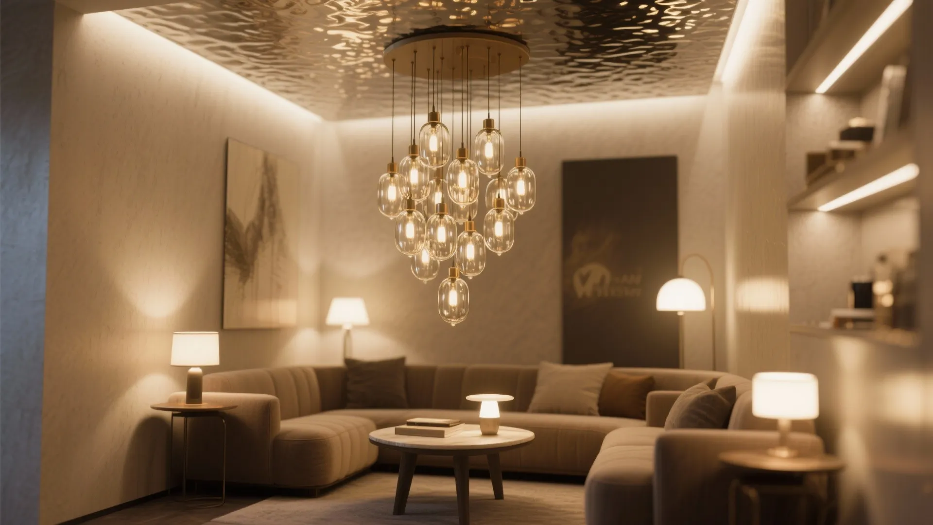 5. Statement pendant as focal point (scaled for the room)