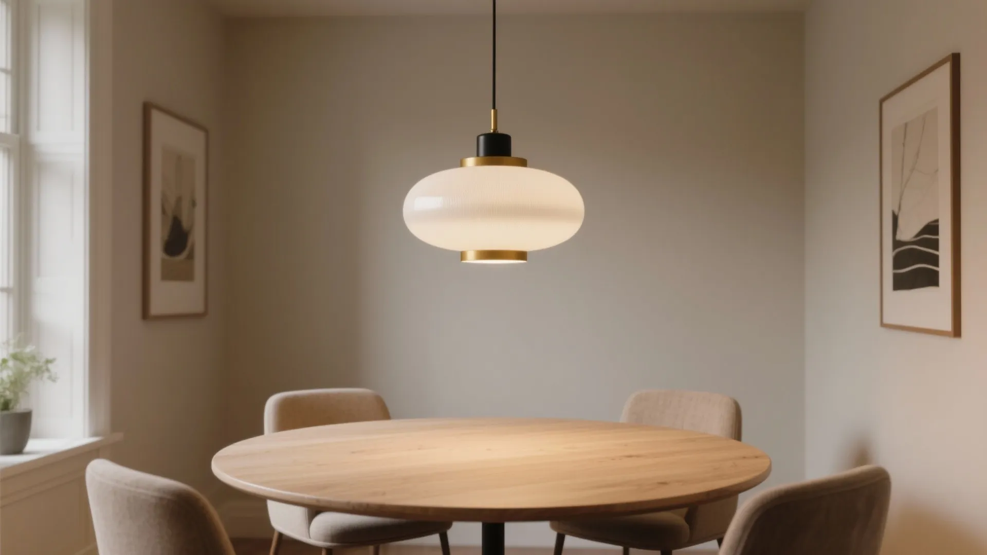 Statement pendant scaled to the table