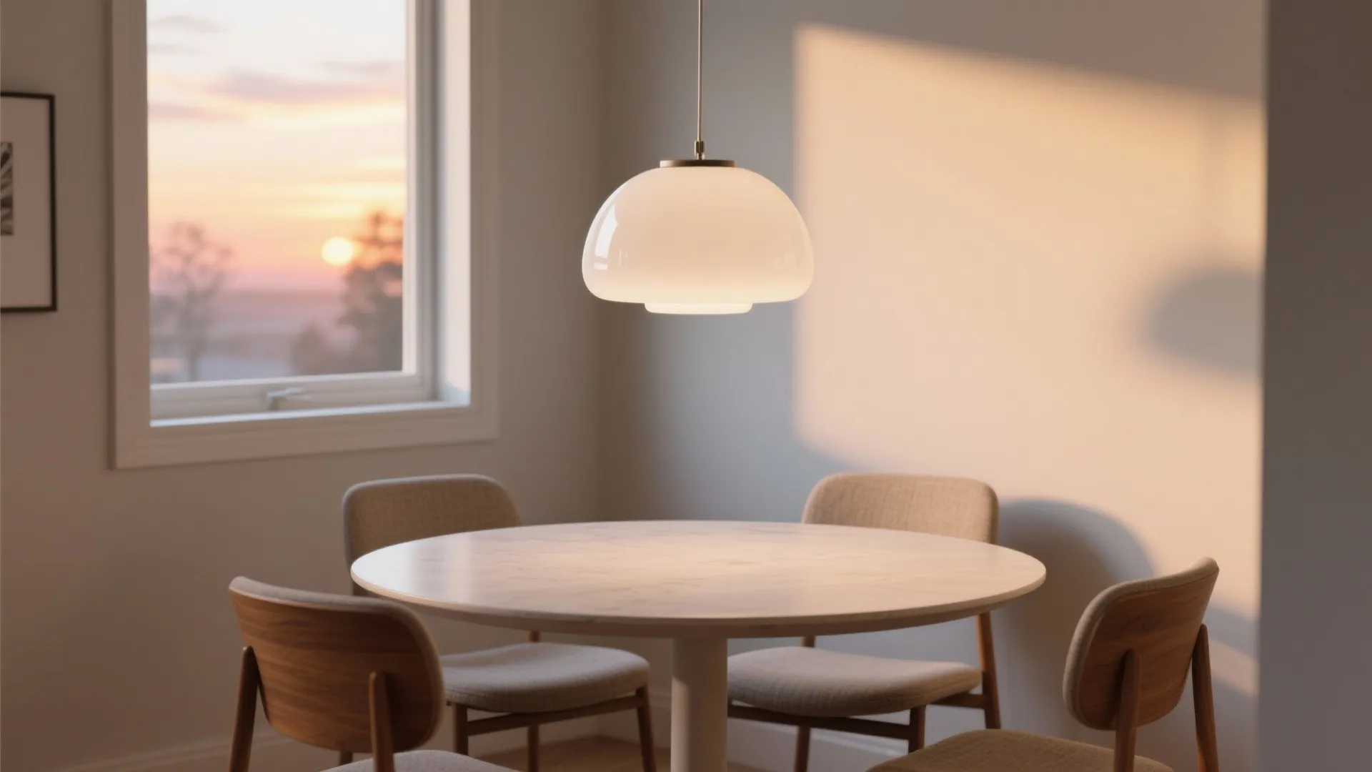 Statement pendants scaled for small dining tables