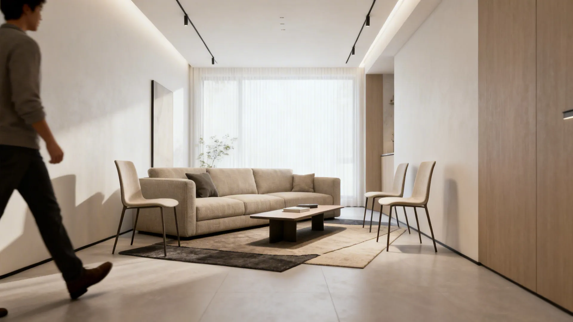 1. Choose a scaled sofa and pair with light chairs