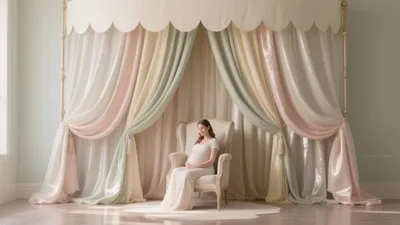 Soft Pastel Maternity Photoshoot Setup