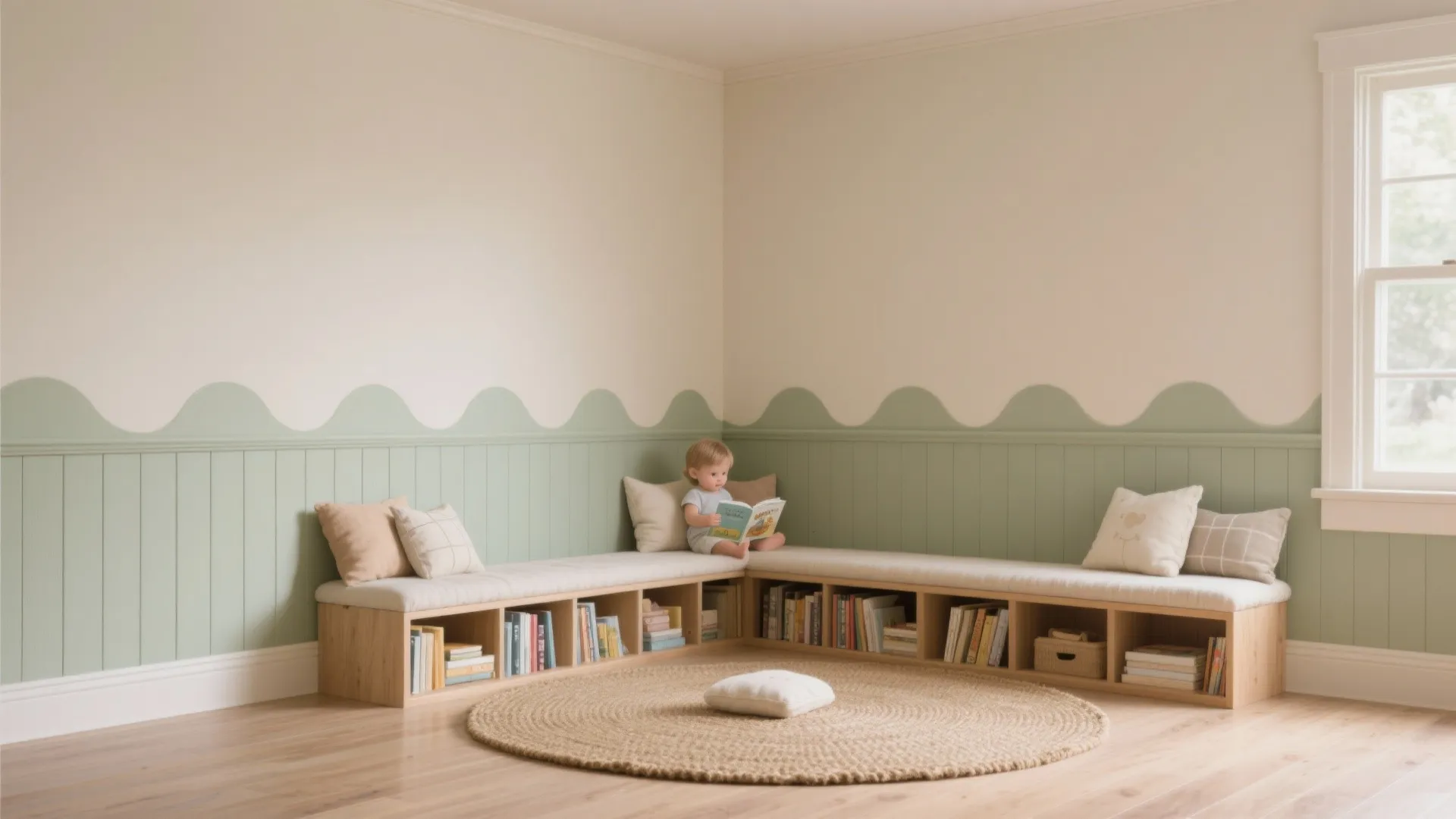 Two-Tone Wainscot with Scalloped Border