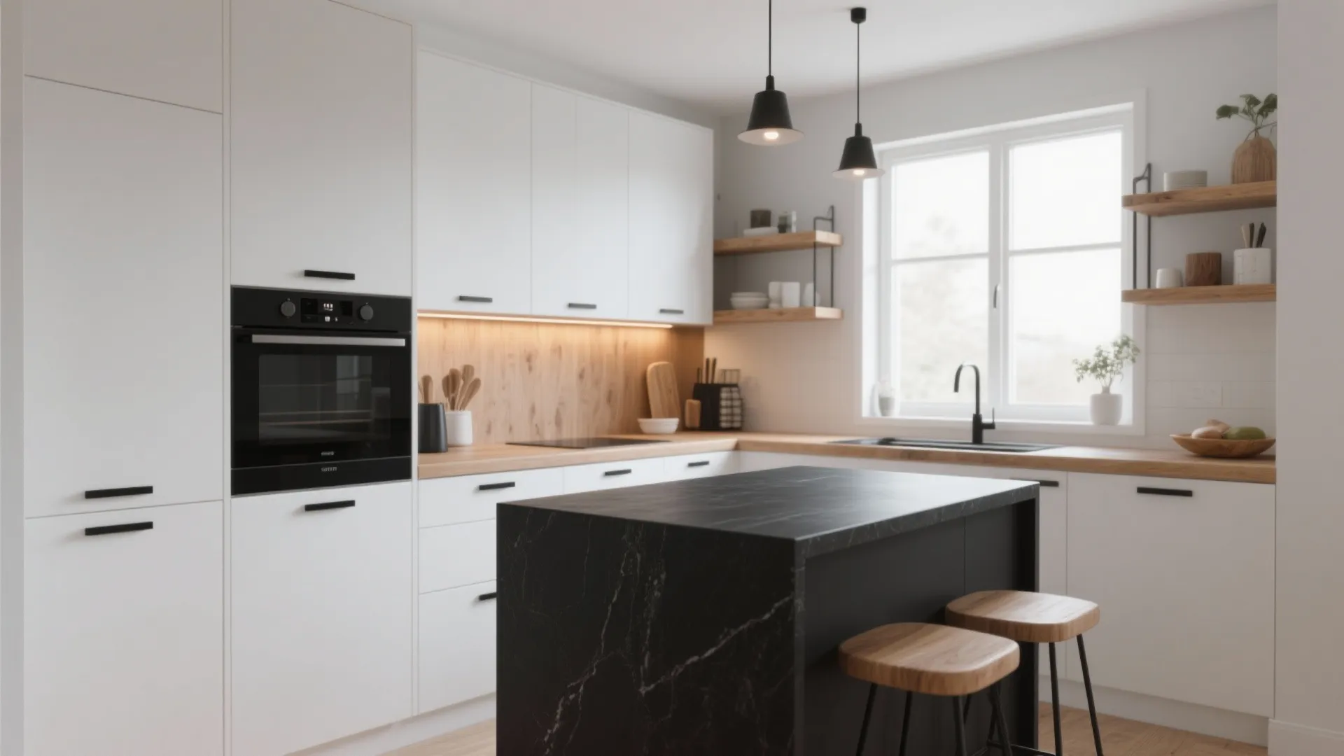 5 Bright Ideas for White Kitchens with Black Countertops