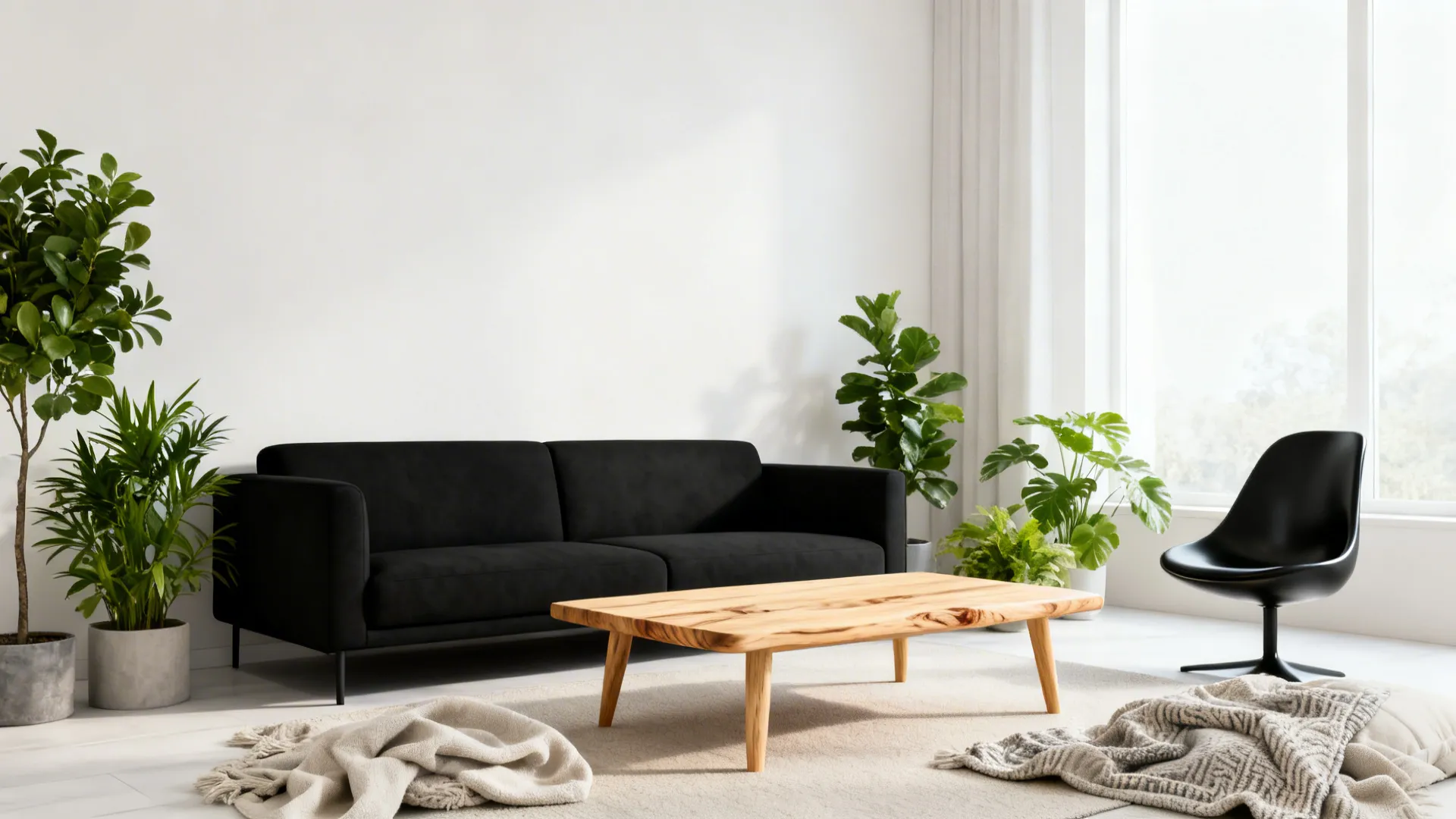 4. Scandinavian Black With Natural Wood