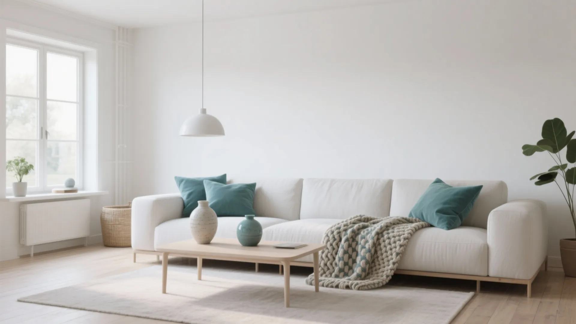 6. Scandinavian Simplicity with Blue-Green Accents