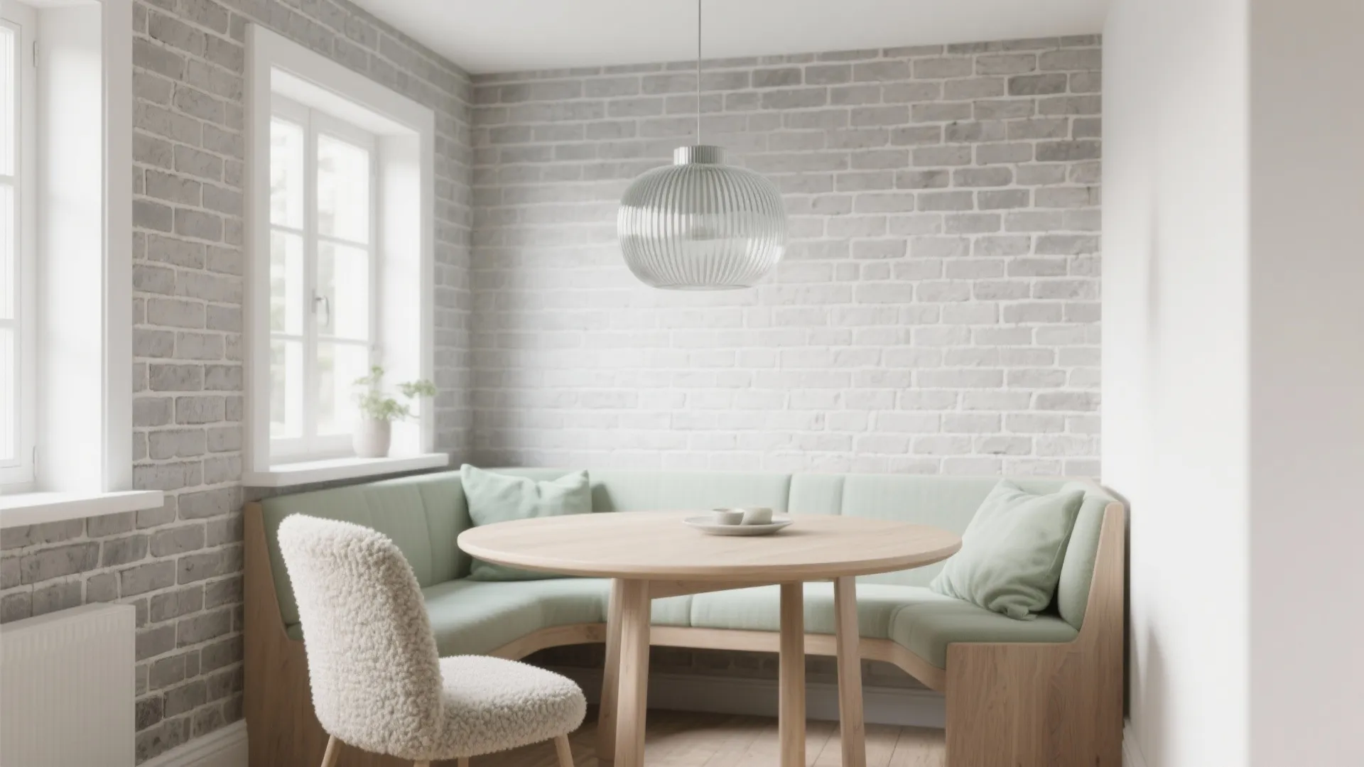 Scandinavian Soft Tones with Textured Grey Brick