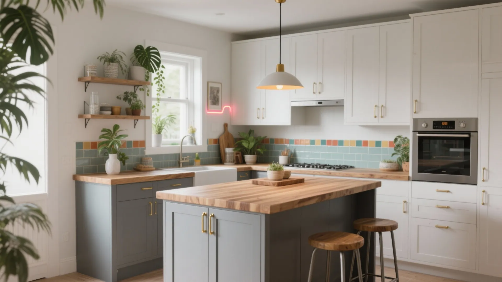 5 Ideas for White Kitchen Cabinets & a Grey Island: Smart small-space strategies to make white cabinets and a grey island shine