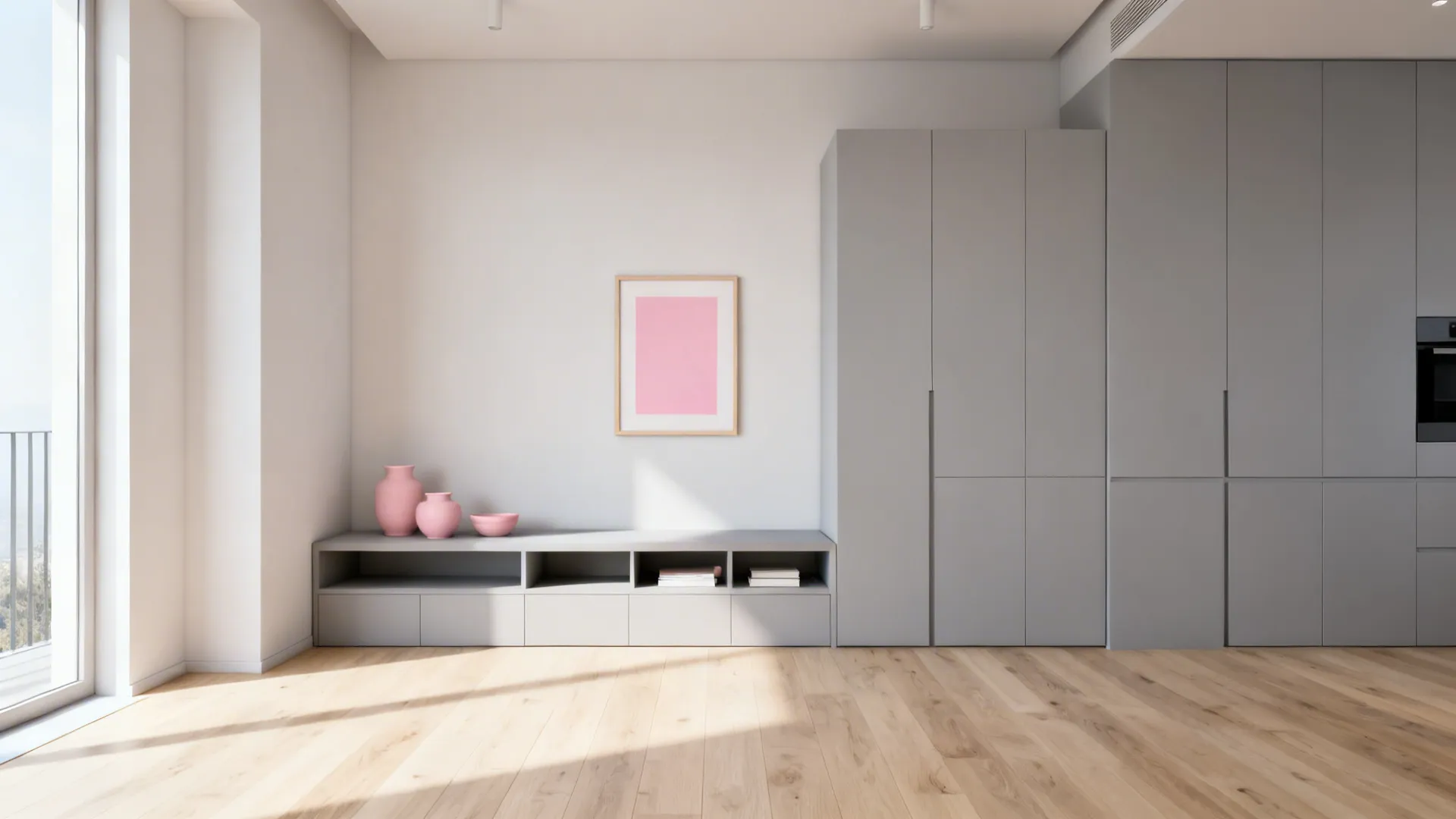 3. Scandinavian Minimalism: Gray Base, Pink Details