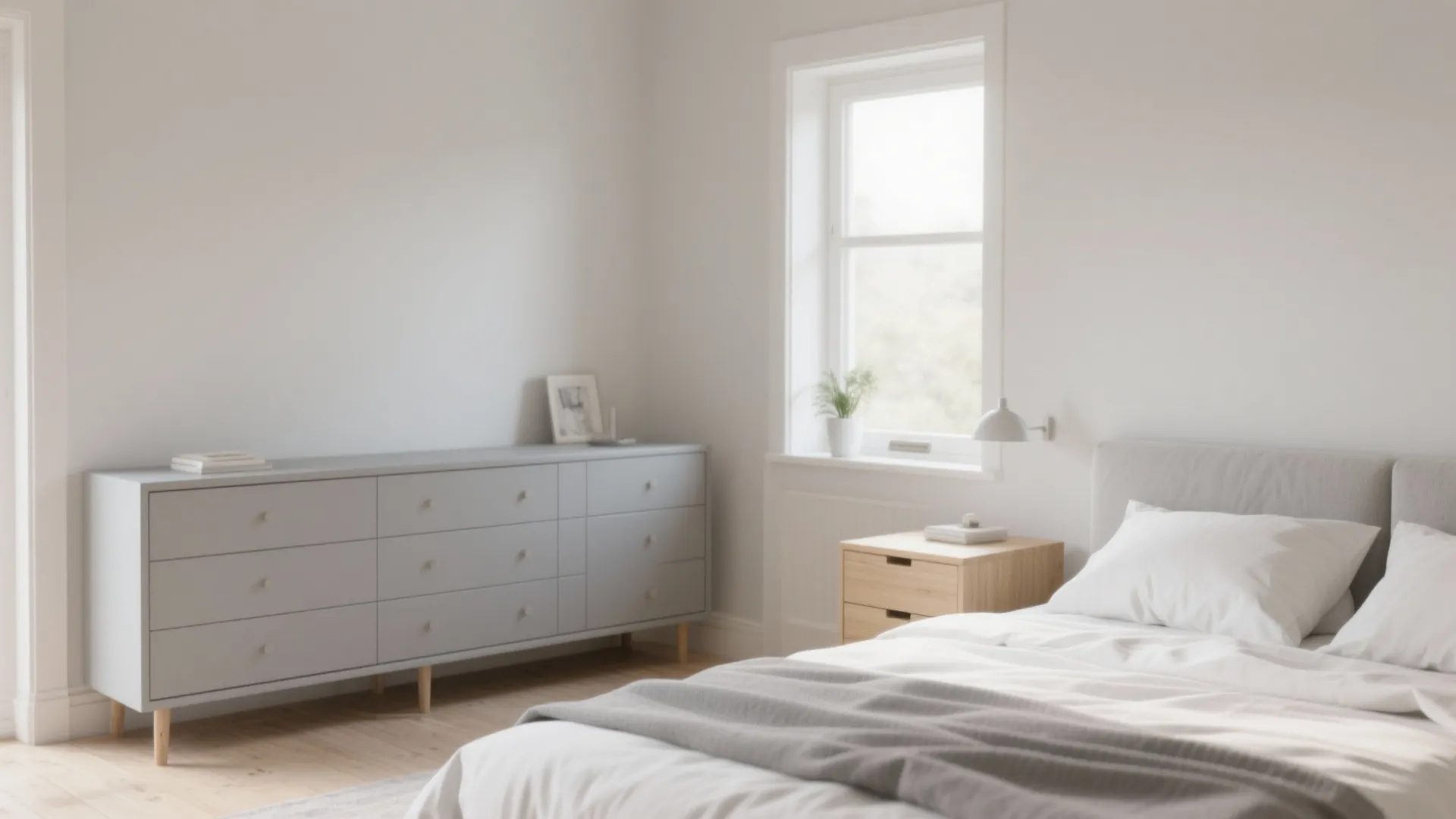 2. Scandinavian Contrast: Light Grey + Pale Wood