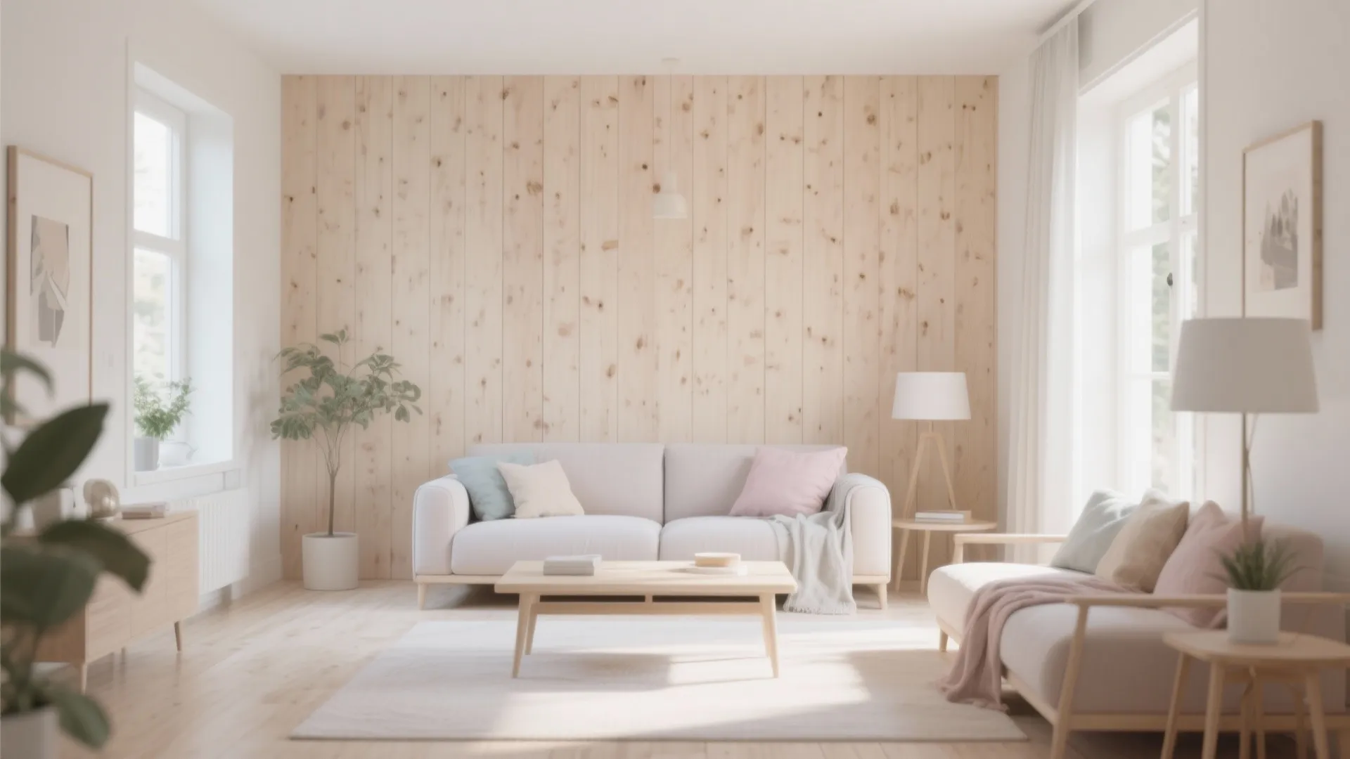 8. Scandinavian Light-Wood Wall