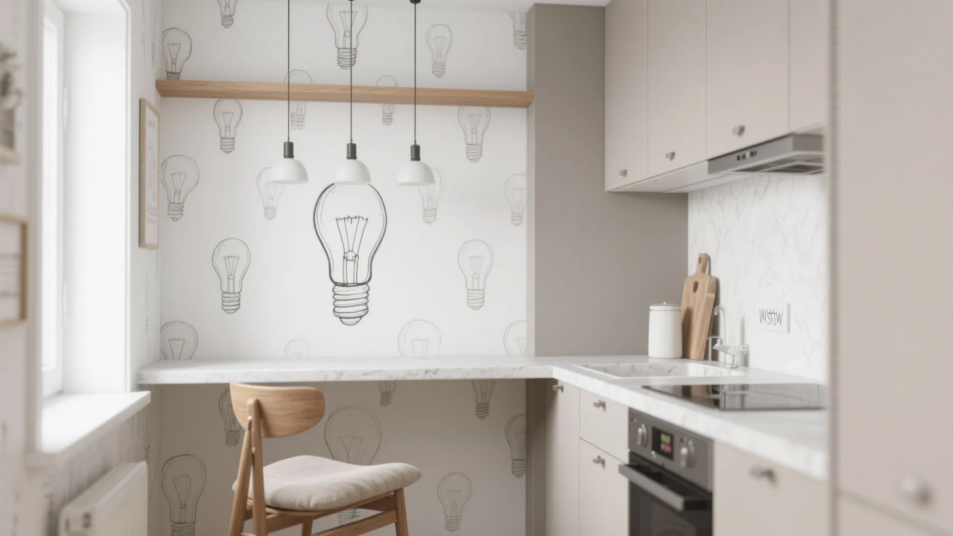 Monochrome line art bulbs for Scandinavian calm