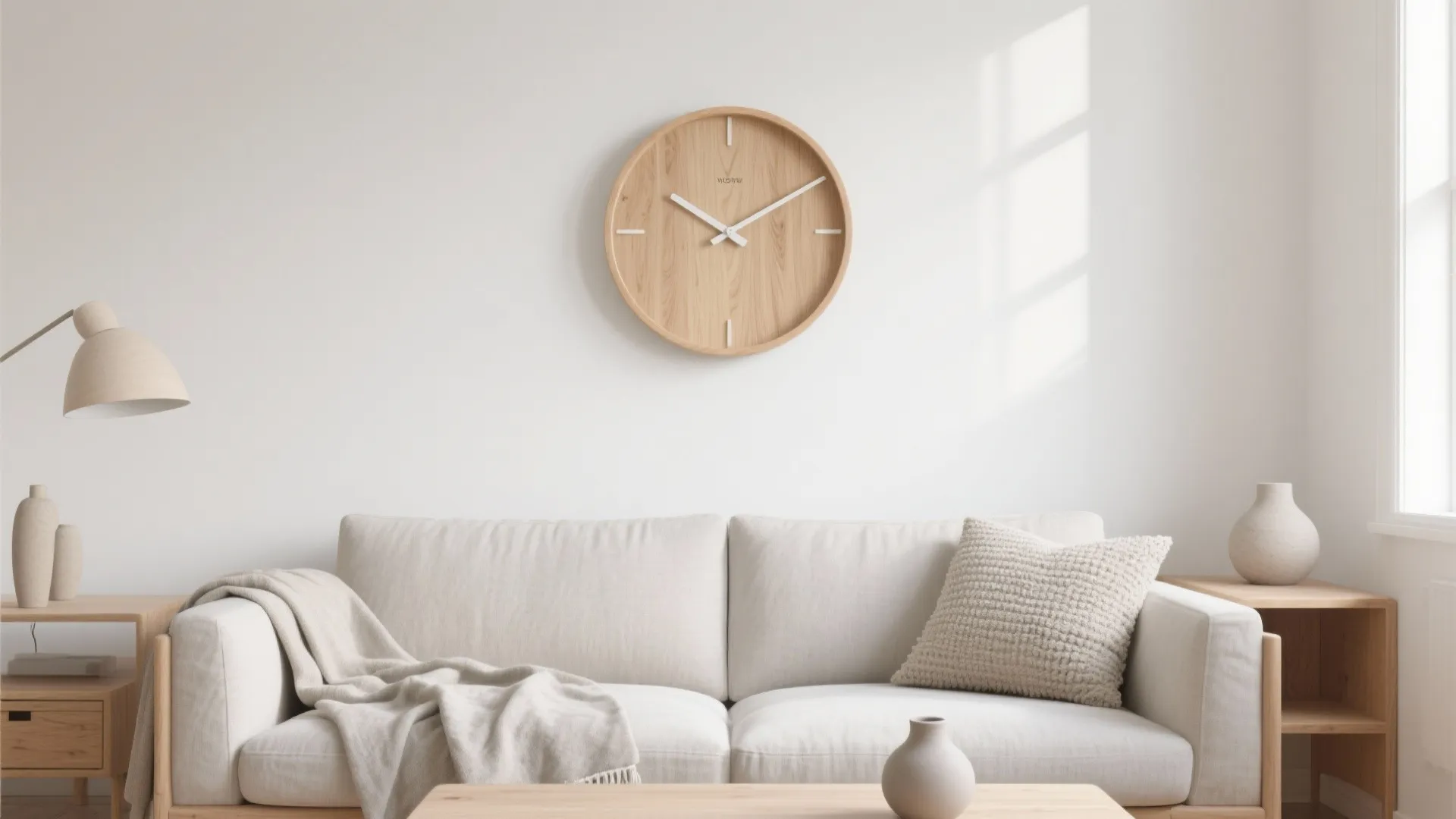Scandinavian Minimal: Light Oak Wooden Wall Clock