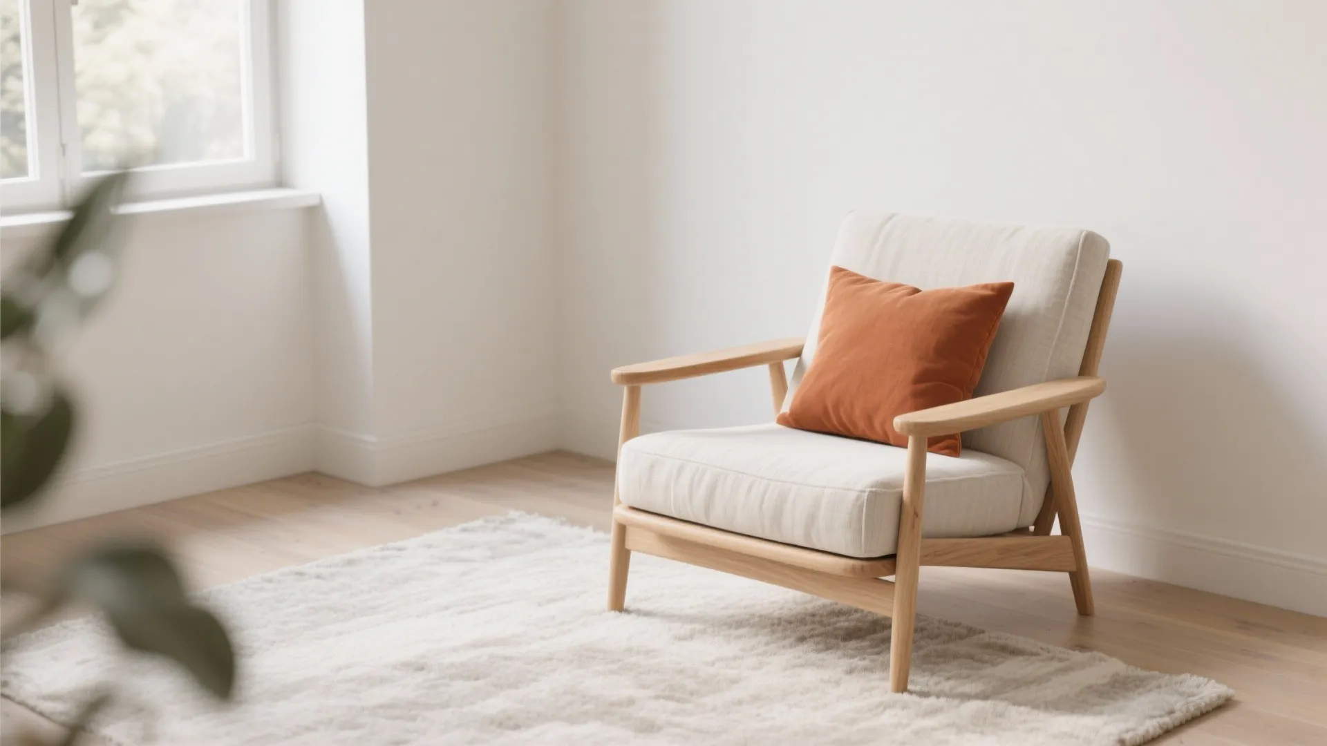 Scandinavian oak lounge chairs with linen