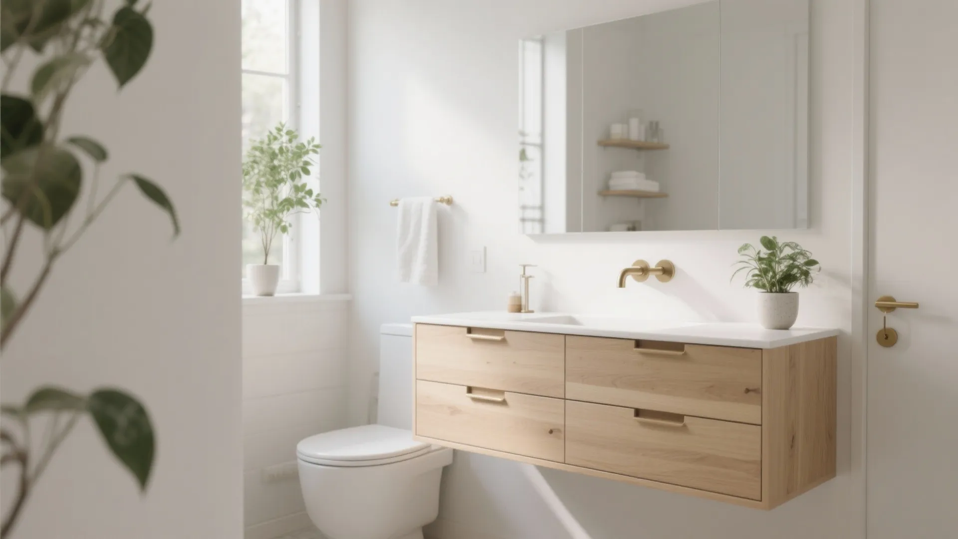 5. Scandinavian-inspired minimalist white oak vanity