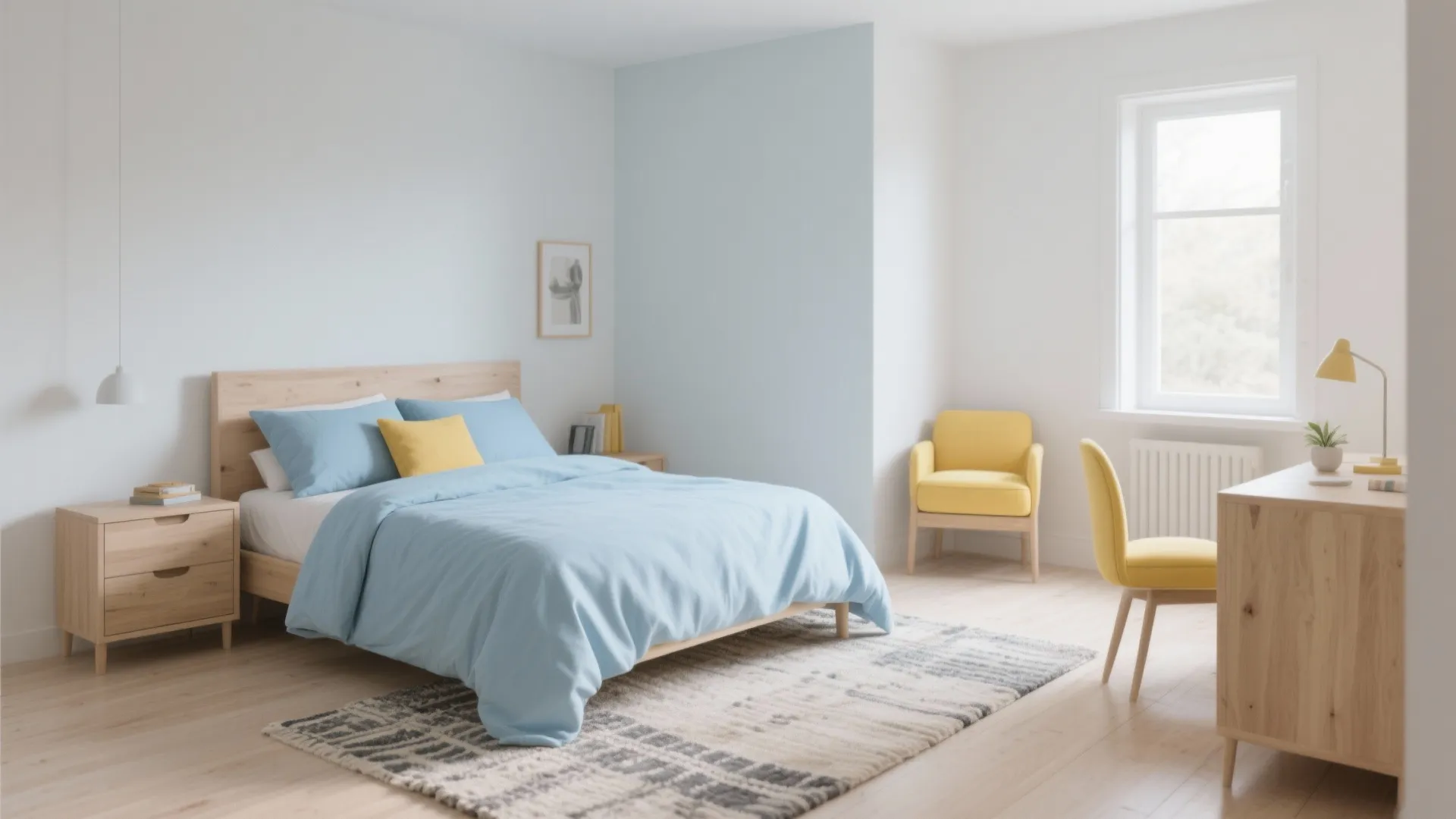 4. Scandinavian Light: Powder Blue + Pale Yellow Neutrals