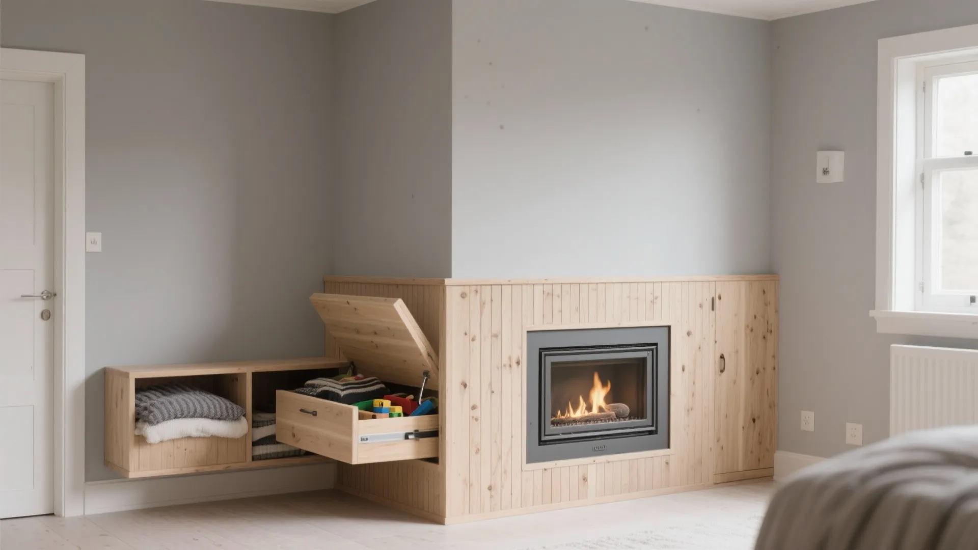 Scandinavian Light Wood Surround with Hidden Storage