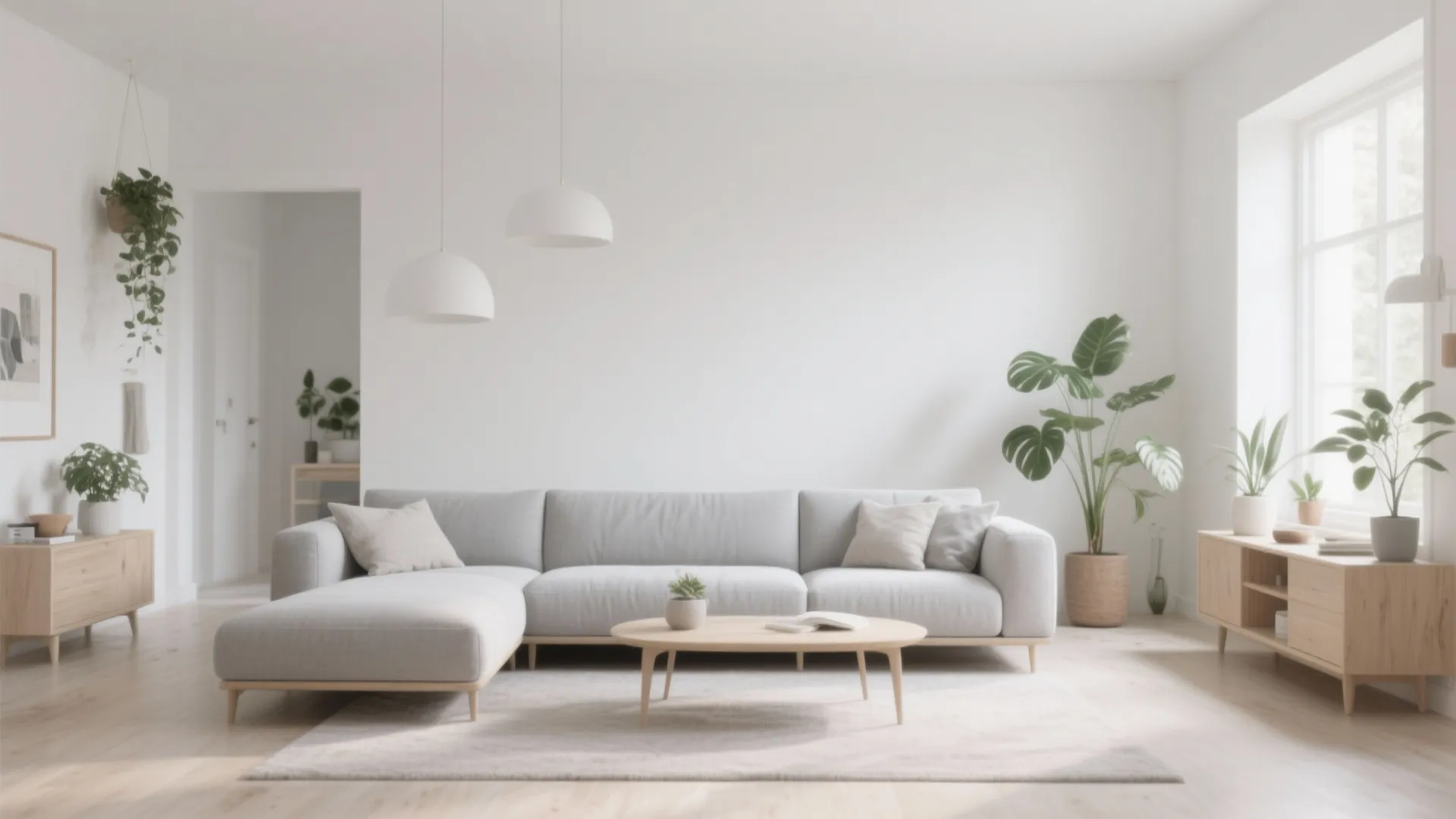 3. Scandinavian Style with Light Grey Sectional