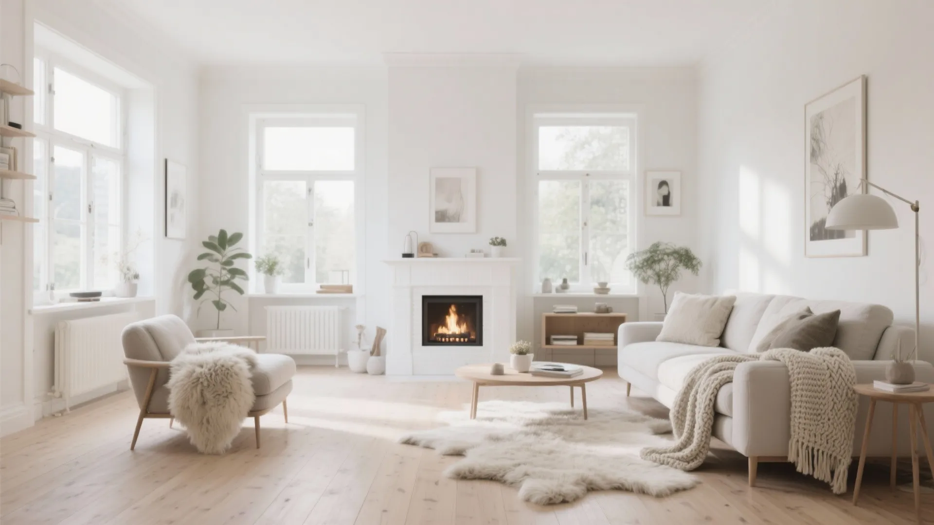 3. Scandinavian White Fireplace