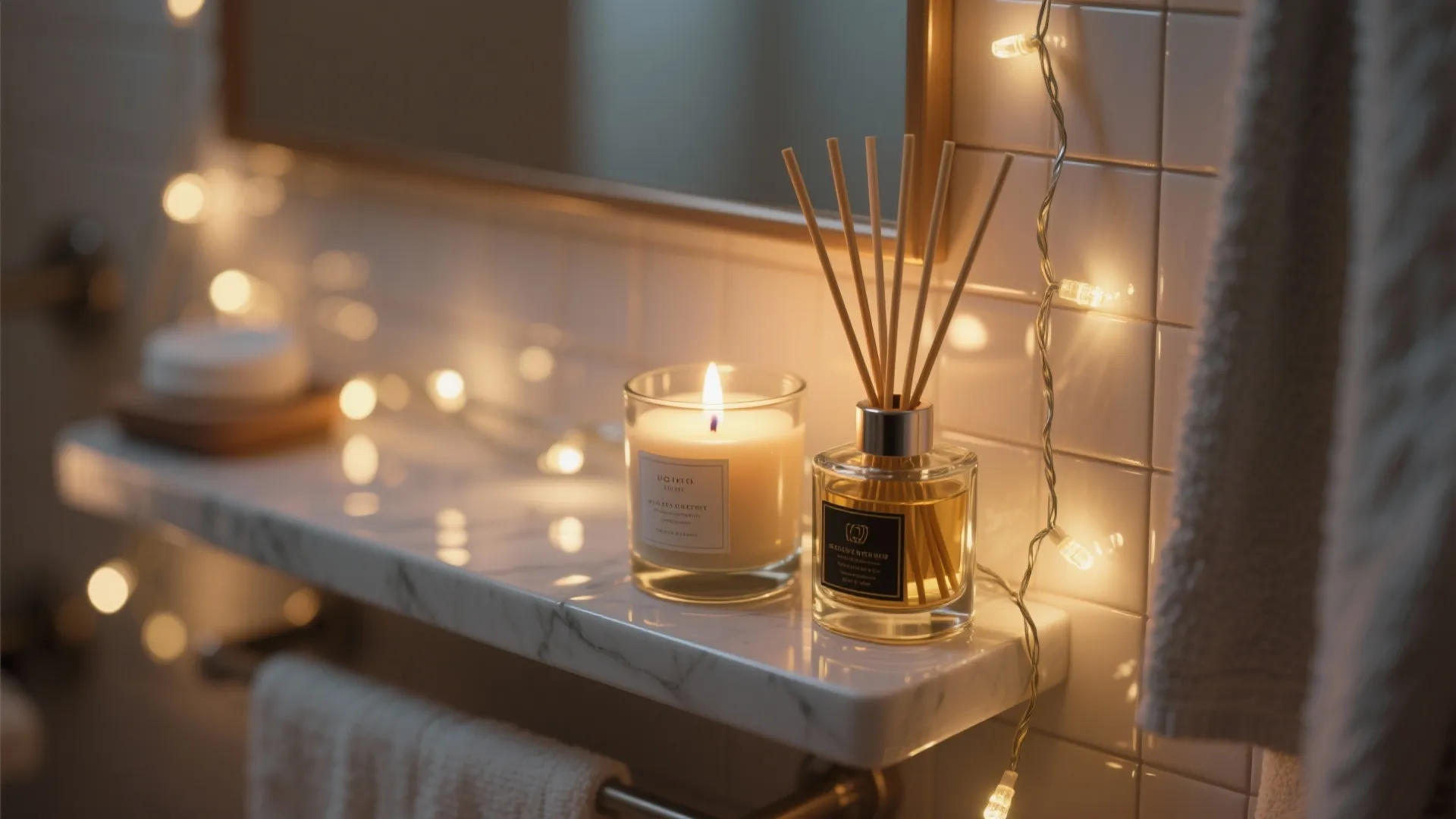 4. Scent and soft light: candles, diffusers, and battery LEDs