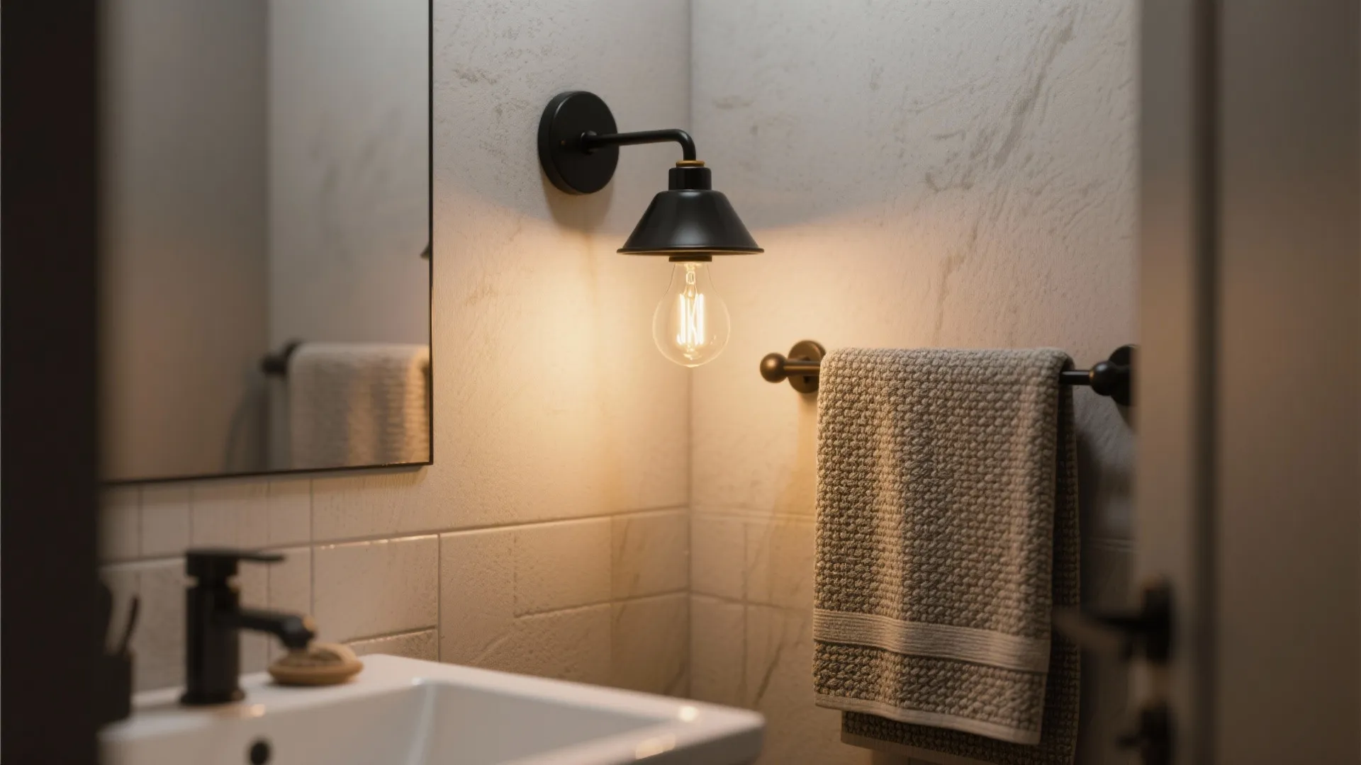 3. Mount above towel hooks for layered lighting