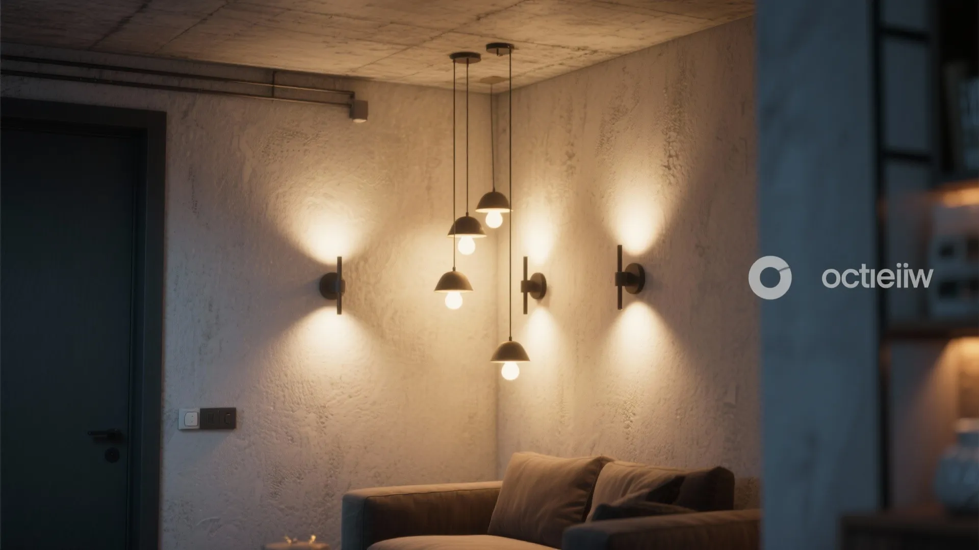 5. Ceiling-adjacent sconce cluster