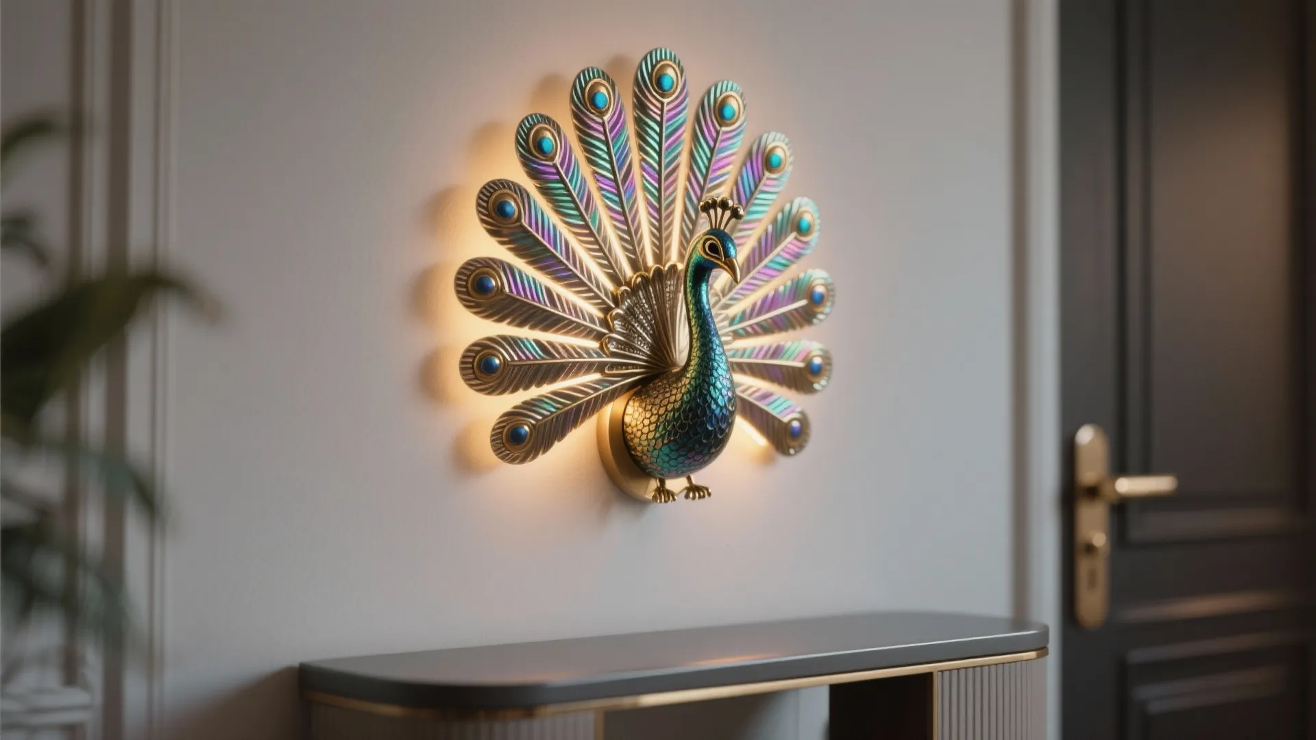 1. Statement Sconce Above a Narrow Console