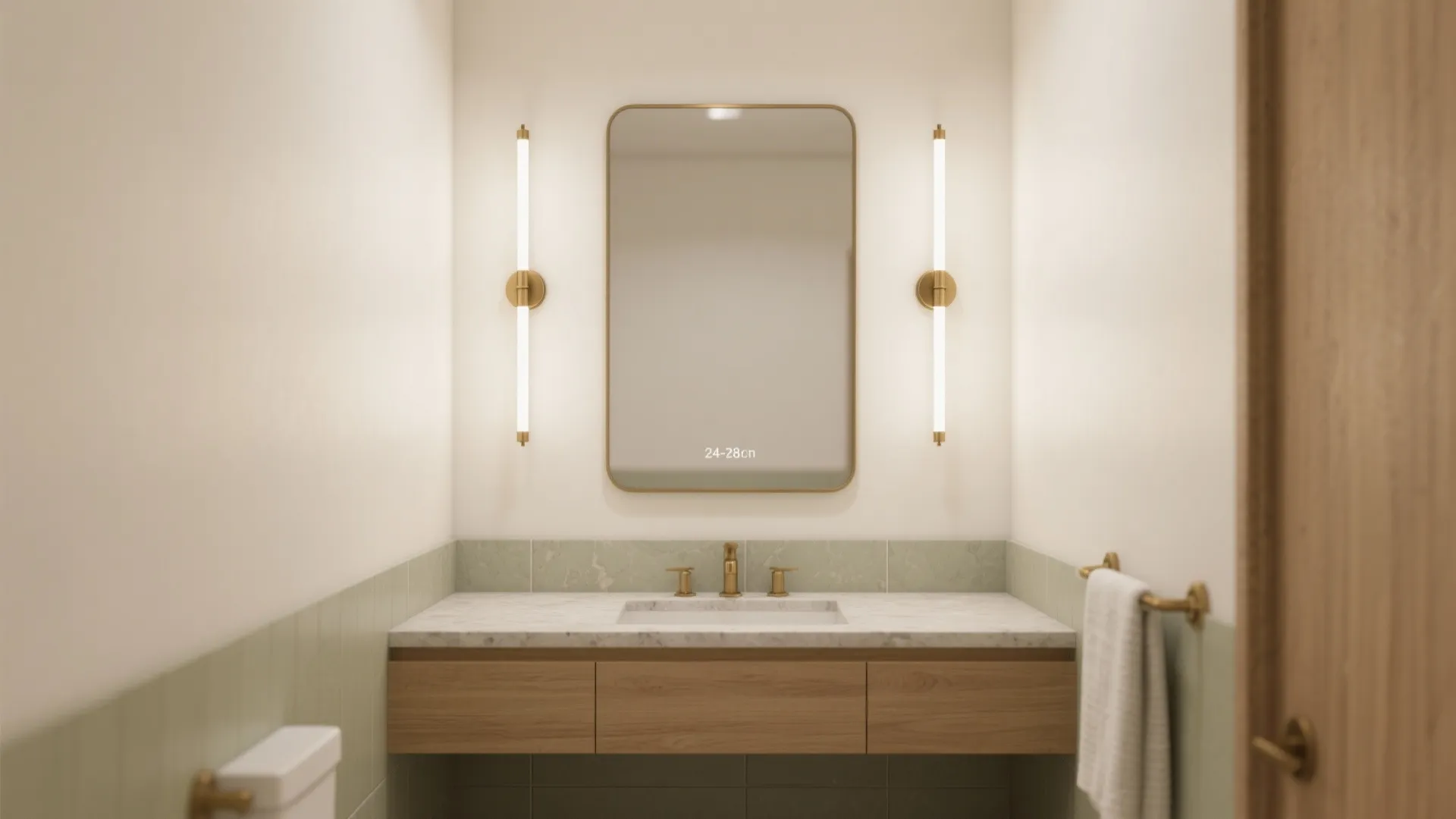 Vertical sconces at eye level